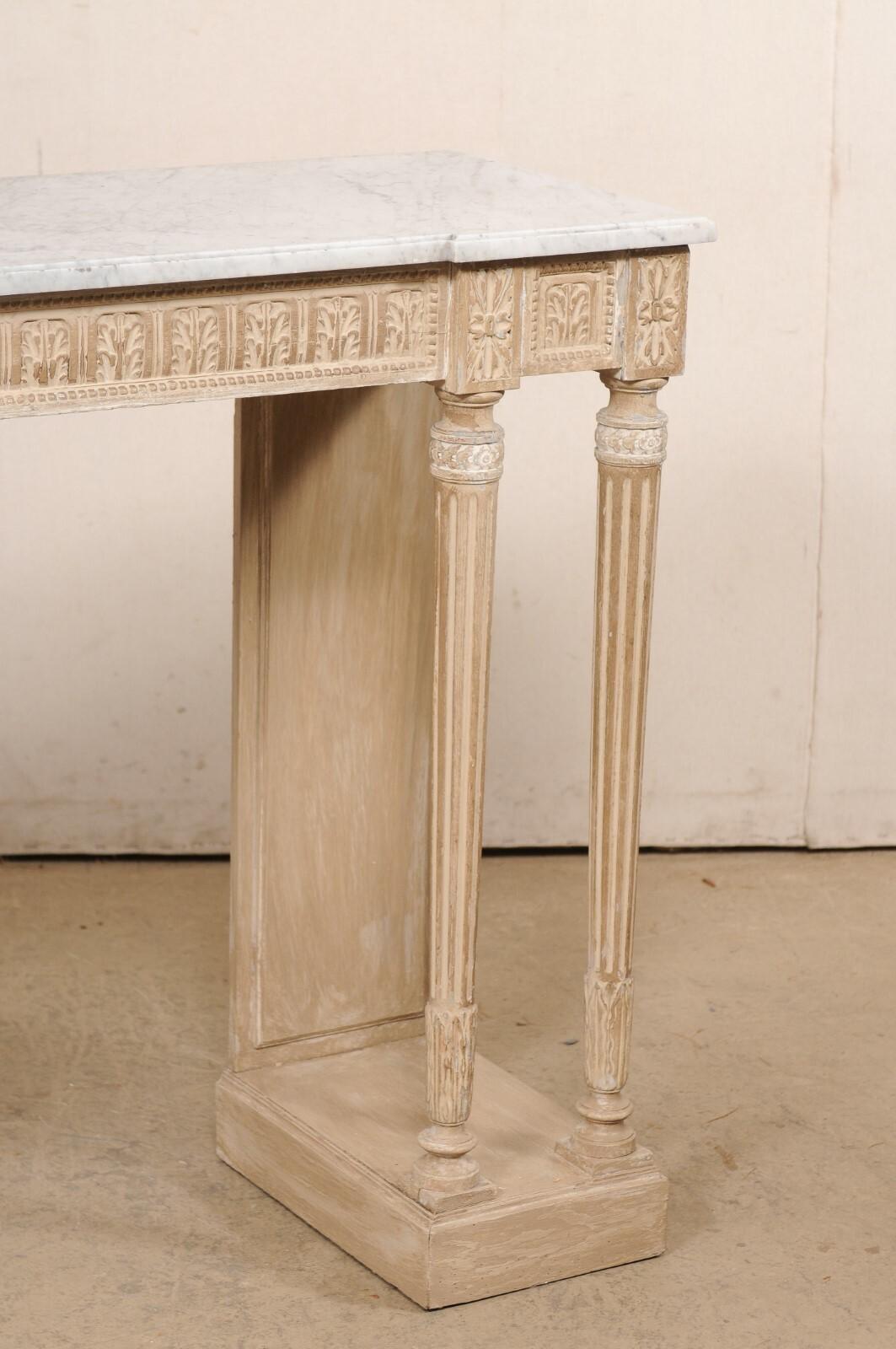 French Neoclassic Period Console w/Original White Marble Top & Great Legs! For Sale 3