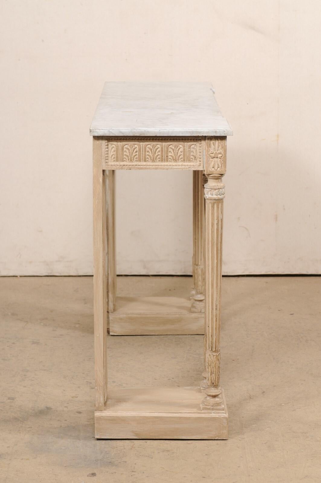 French Neoclassic Period Console w/Original White Marble Top & Great Legs! For Sale 4
