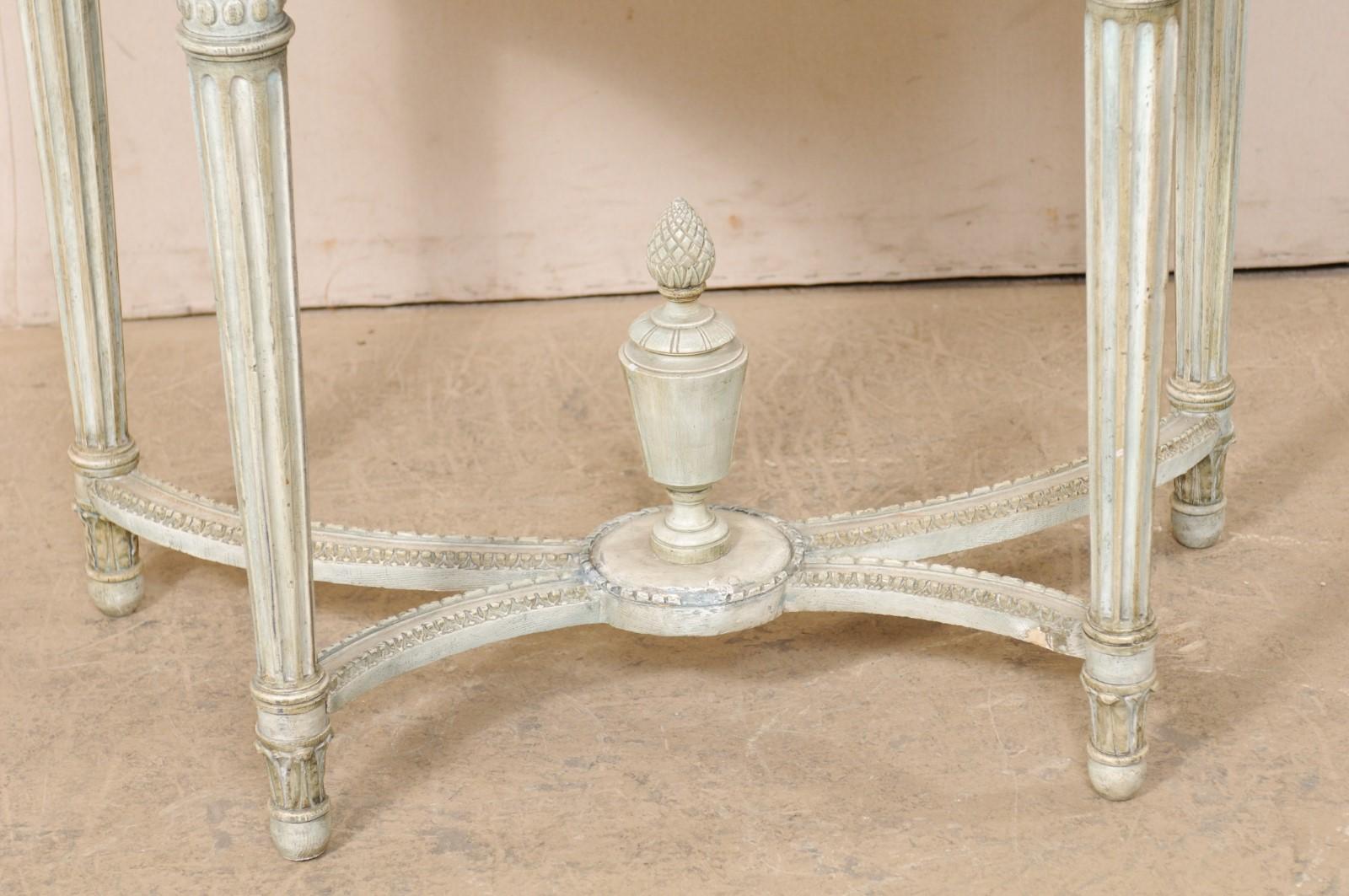 French Neoclassic Period Marble Top Console w/Carved Urn Finial at Underside For Sale 7