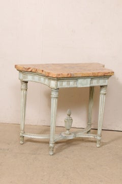 French Neoclassic Period Marble Top Console w/Carved Urn Finial at Underside