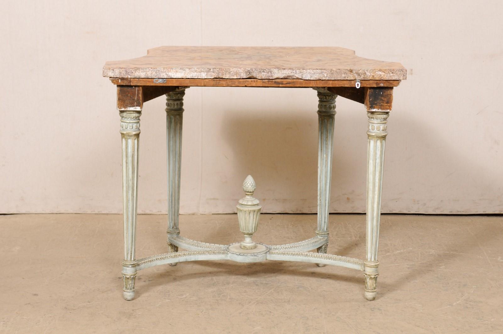 French Neoclassic Period Marble Top Console w/Carved Urn Finial at Underside For Sale 2