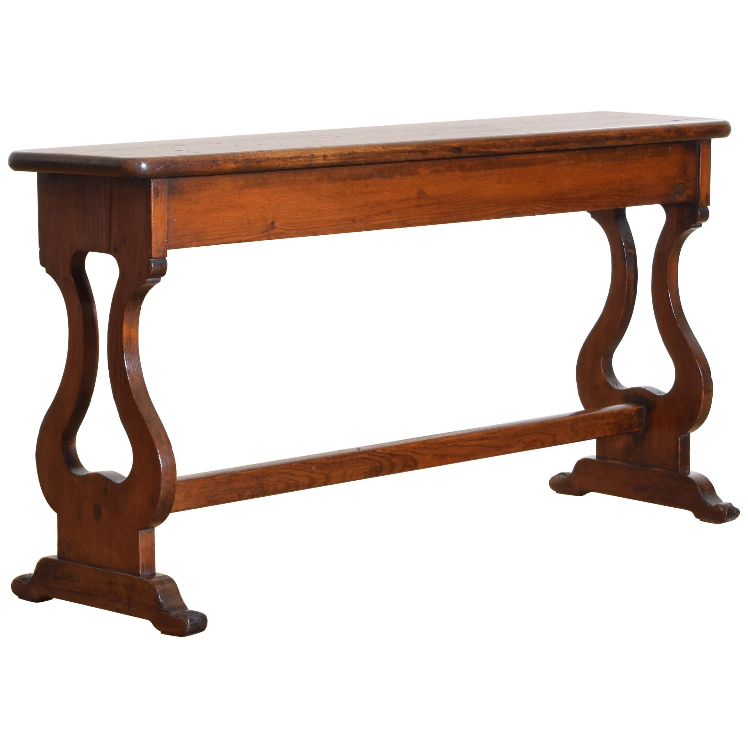 French Neoclassic Shaped Oak Bench, Second Half of the 19th Century
