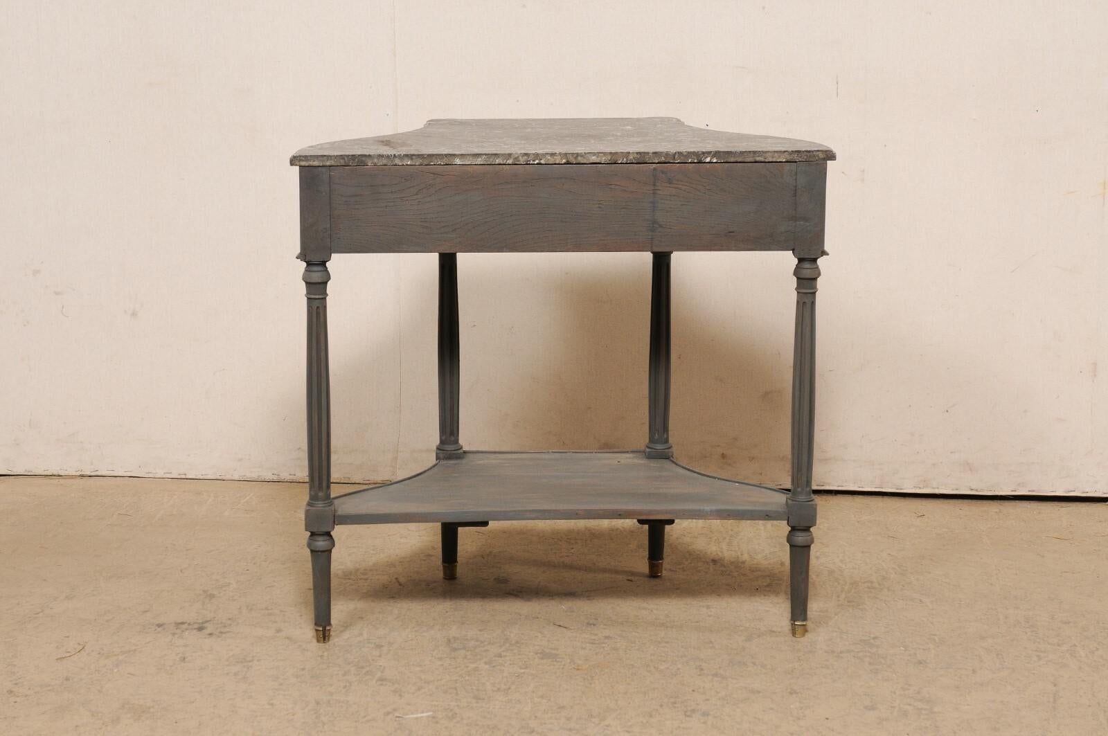 French Neoclassic Shapely Demi-Lune Console w/Marble Top & Brass Accents, 19th c For Sale 3