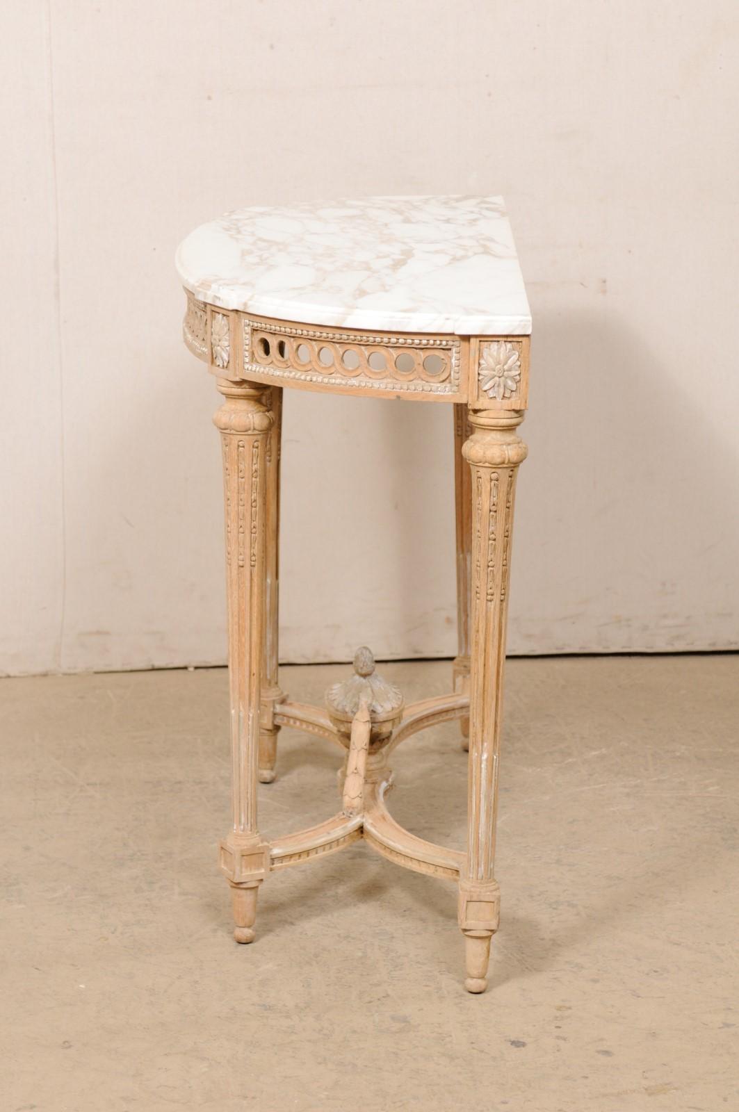 French Neoclassic Style Marble-Top Console Table W/Nice Urn Finial at Underside For Sale 5