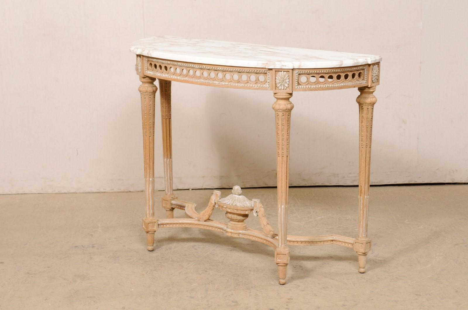 French Neoclassic Style Marble-Top Console Table W/Nice Urn Finial at Underside For Sale 6