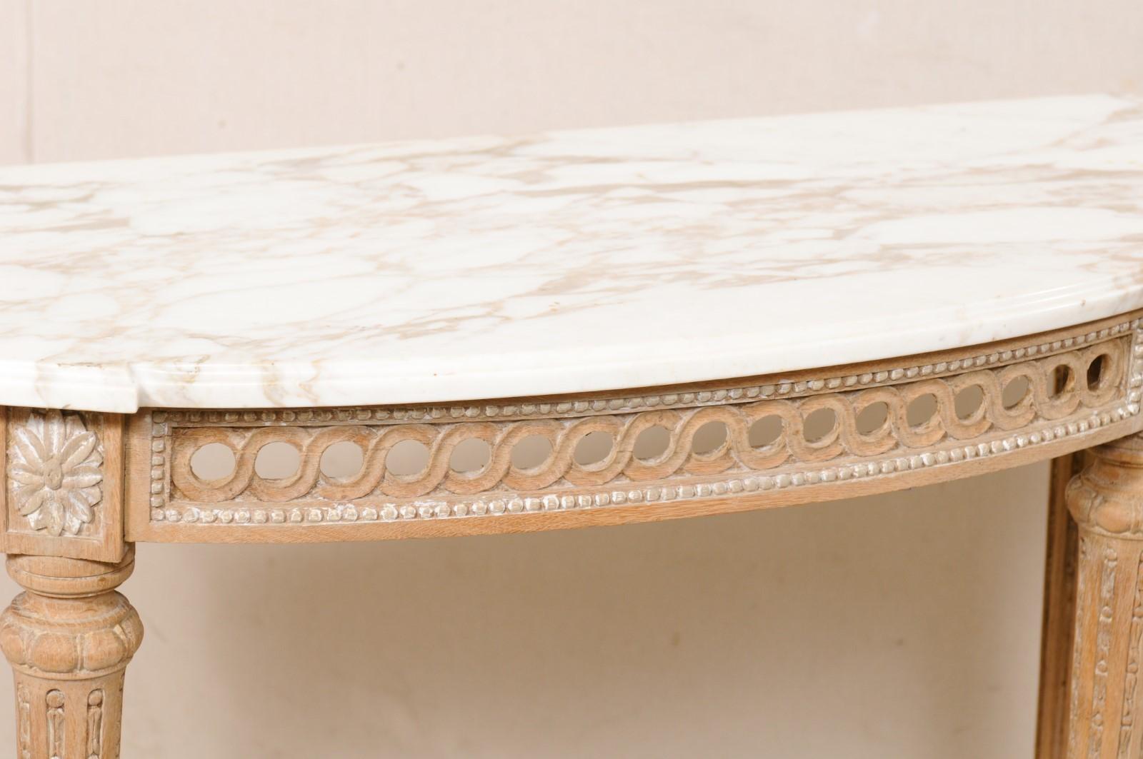 20th Century French Neoclassic Style Marble-Top Console Table W/Nice Urn Finial at Underside For Sale