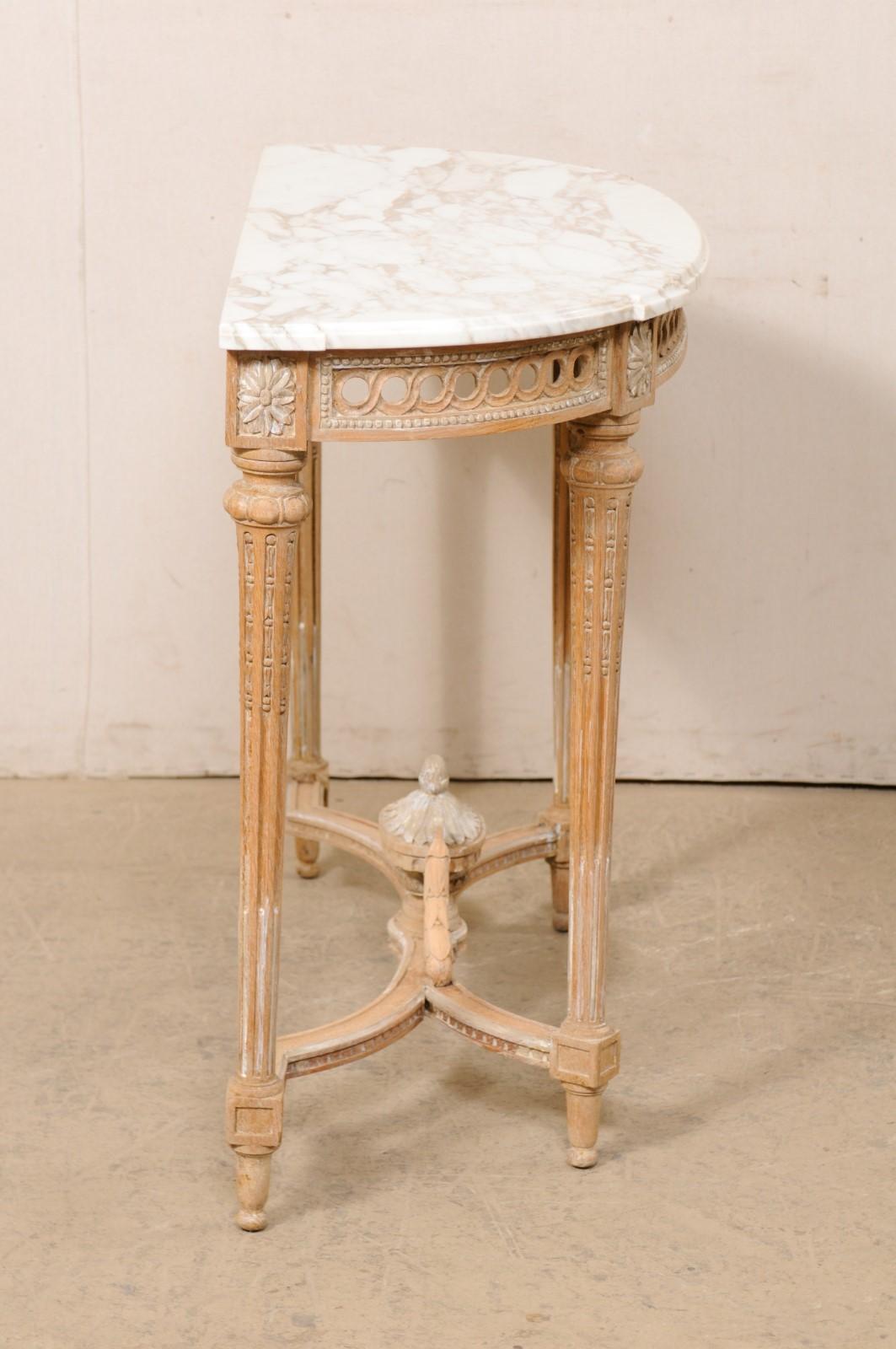French Neoclassic Style Marble-Top Console Table W/Nice Urn Finial at Underside For Sale 1
