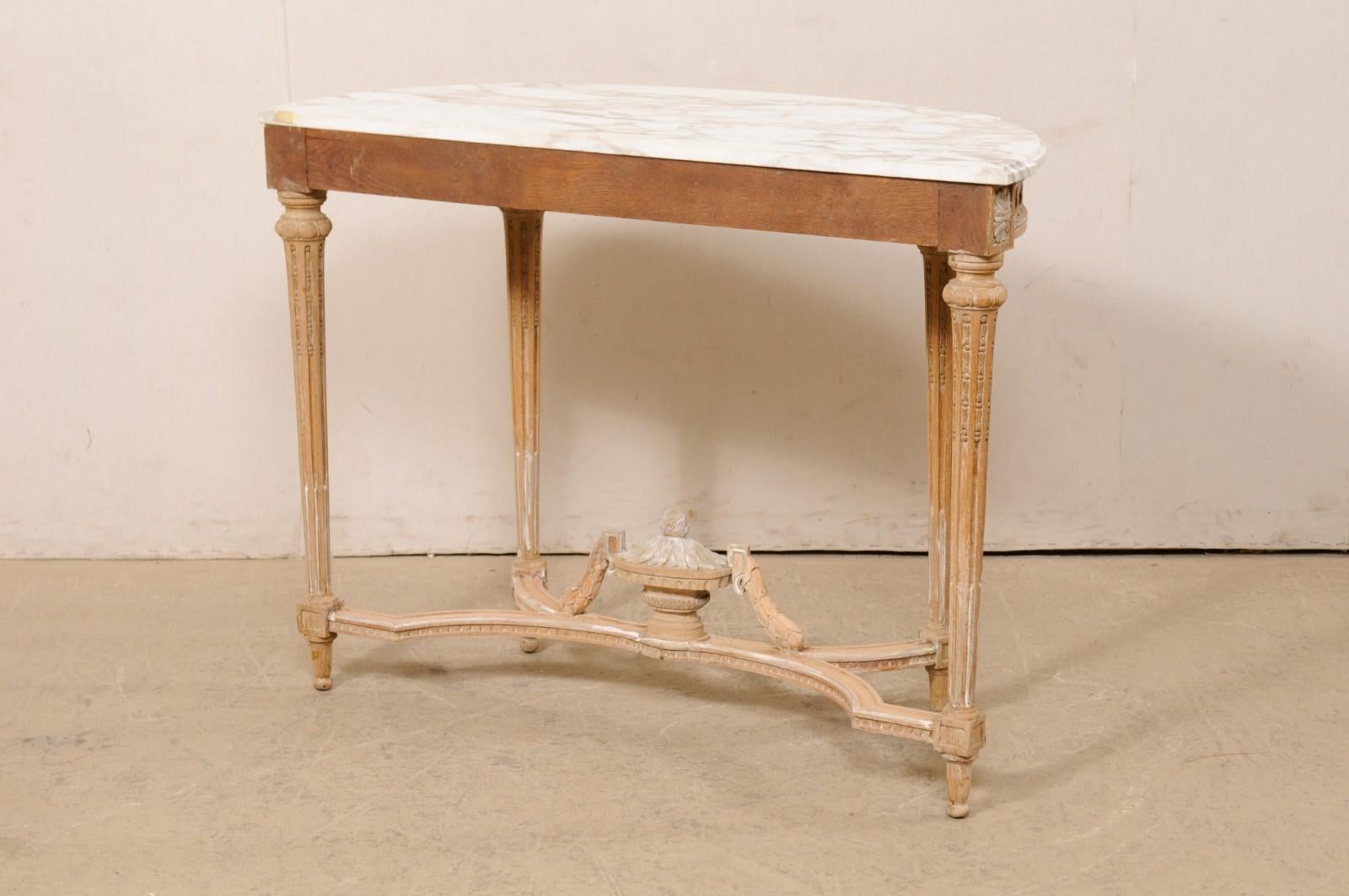 French Neoclassic Style Marble-Top Console Table W/Nice Urn Finial at Underside For Sale 2