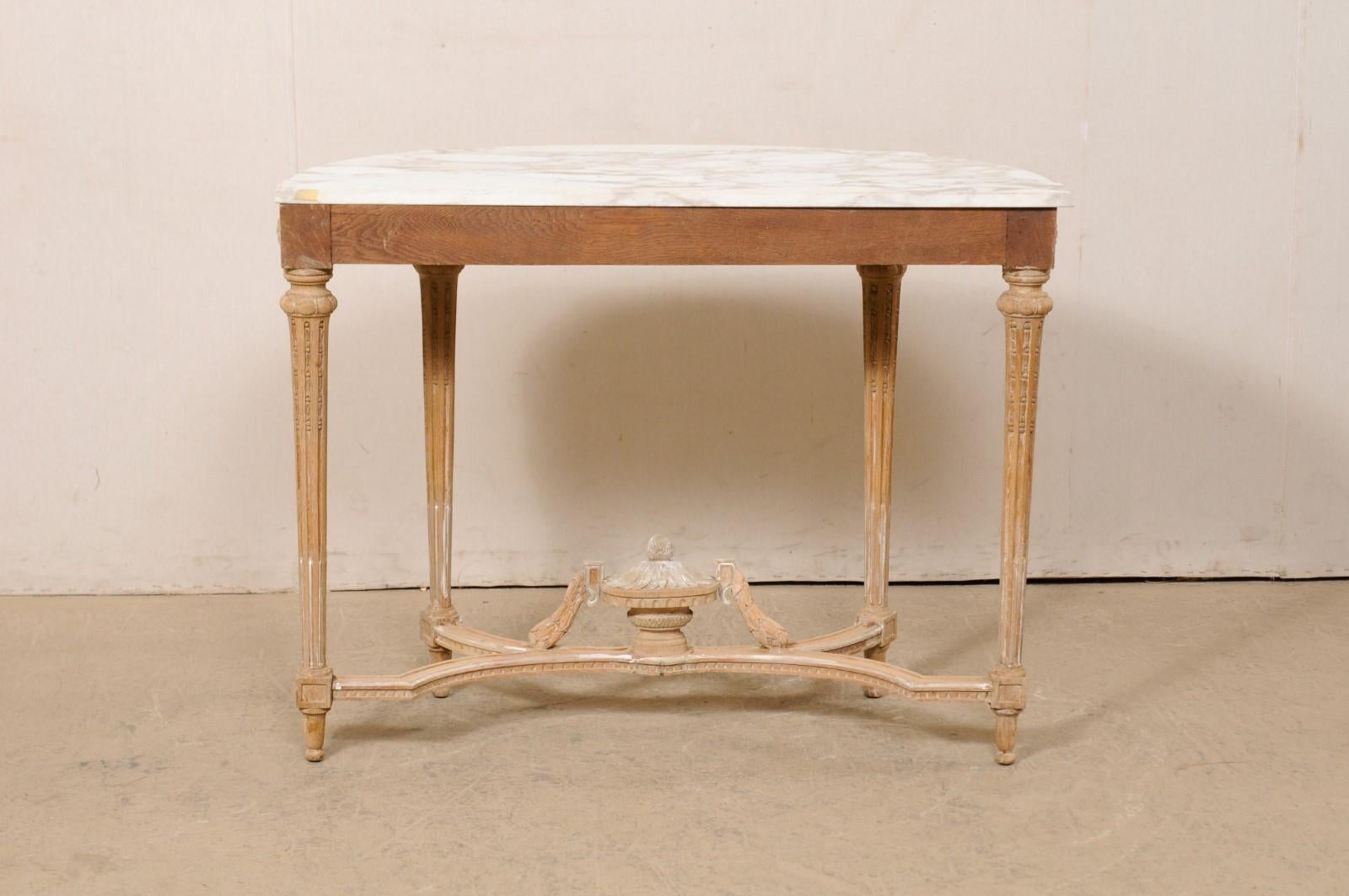French Neoclassic Style Marble-Top Console Table W/Nice Urn Finial at Underside For Sale 3