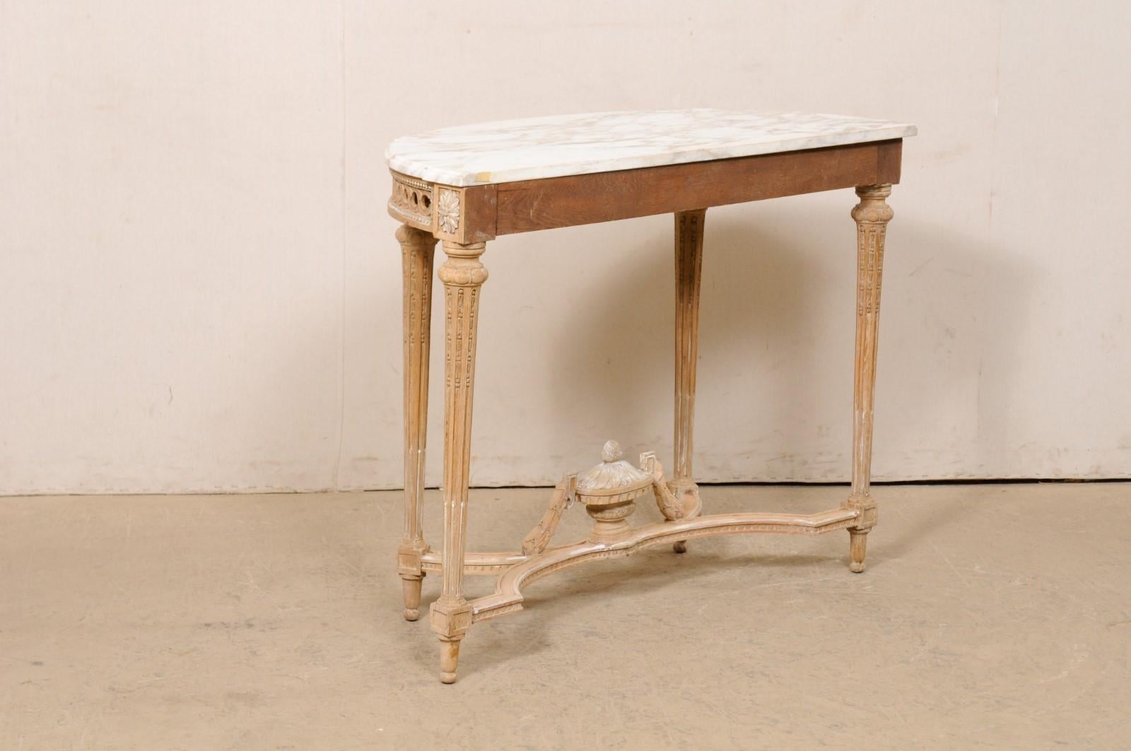 French Neoclassic Style Marble-Top Console Table W/Nice Urn Finial at Underside For Sale 4
