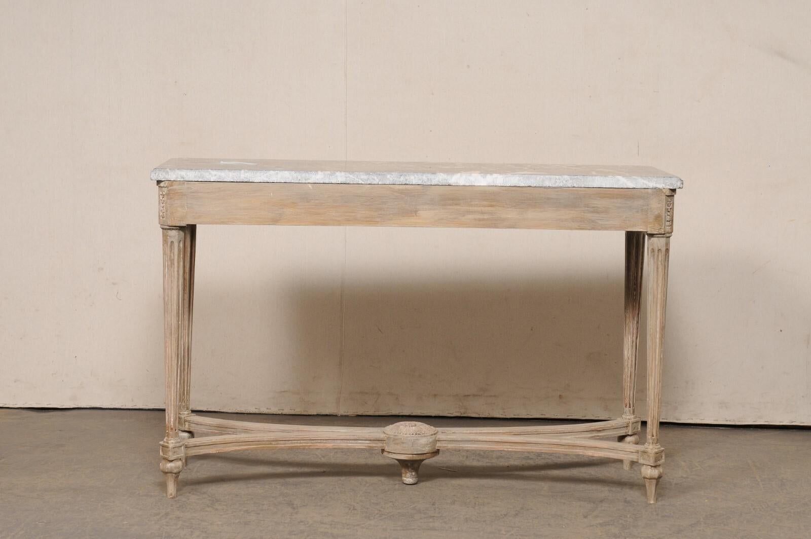 French Neoclassic Style Marble Top Console w/Pierce-Carved Apron 3