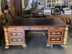 Monument French Neoclassic Style Ormolu Mounted Mahogany Desk