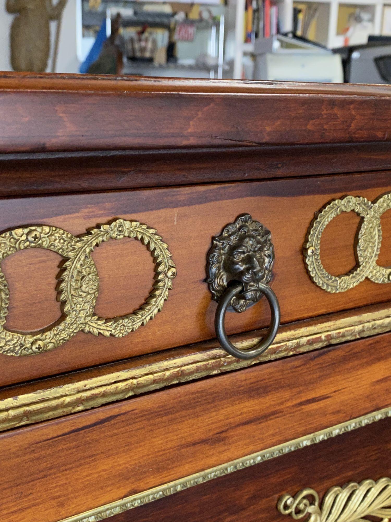 Monument French Neoclassic Style Ormolu Mounted Mahogany Desk 4