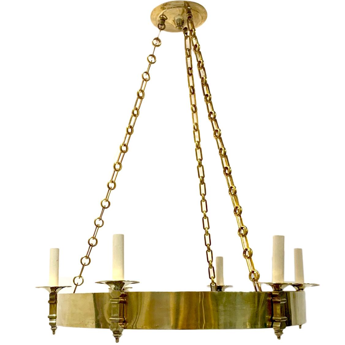 French Neoclassic Style Ring Chandelier In Good Condition For Sale In New York, NY