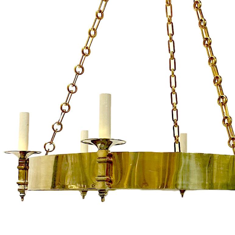 Bronze French Neoclassic Style Ring Chandelier For Sale
