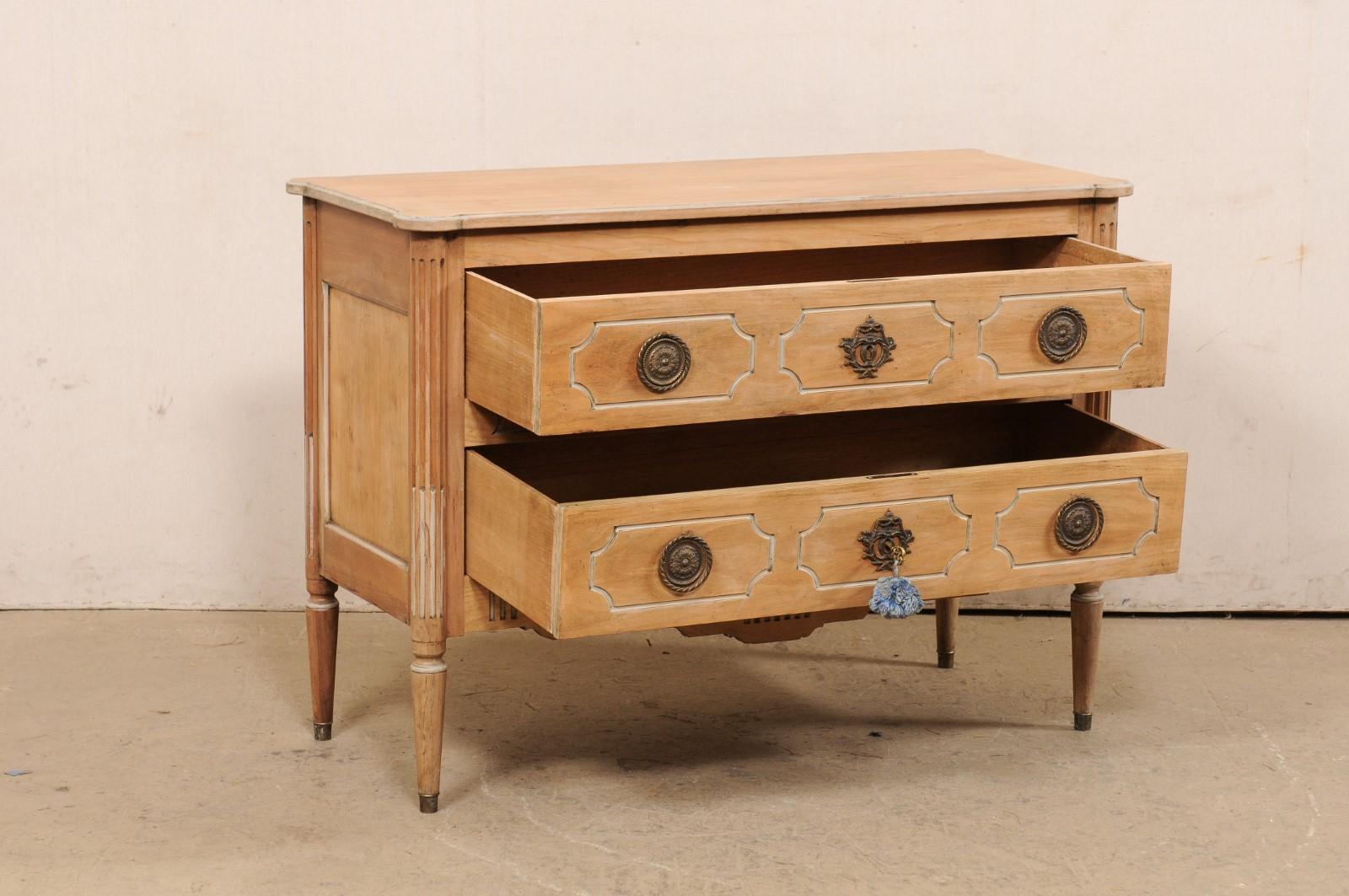 Wood French, Neoclassic Style Vintage Chest w/Custom Bleached Finish & Painted Trim
