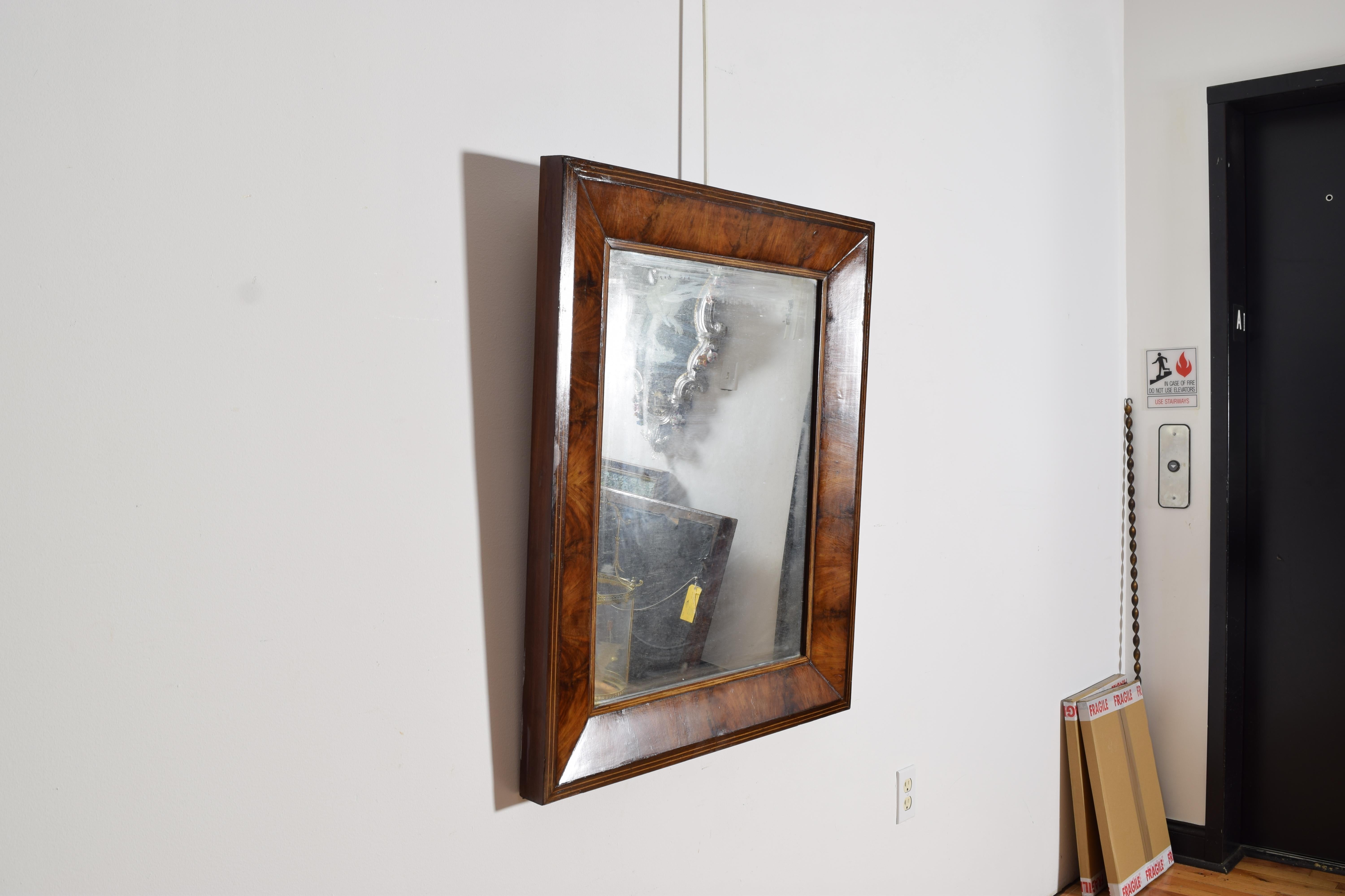 Neoclassical French Neoclassic Walnut and Line Inlaid Mirror, ca. 1835 For Sale