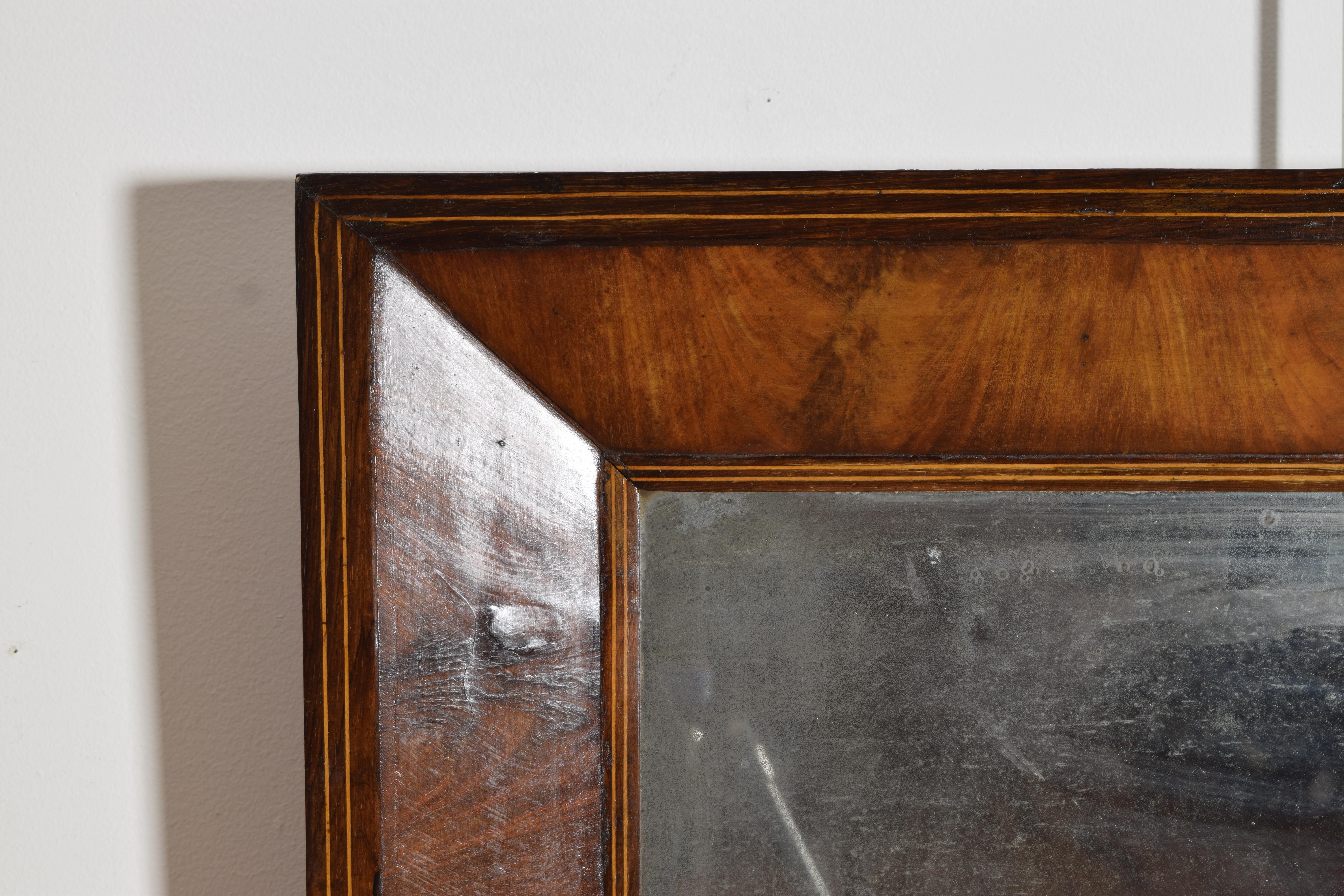 French Neoclassic Walnut and Line Inlaid Mirror, ca. 1835 In Good Condition For Sale In Atlanta, GA