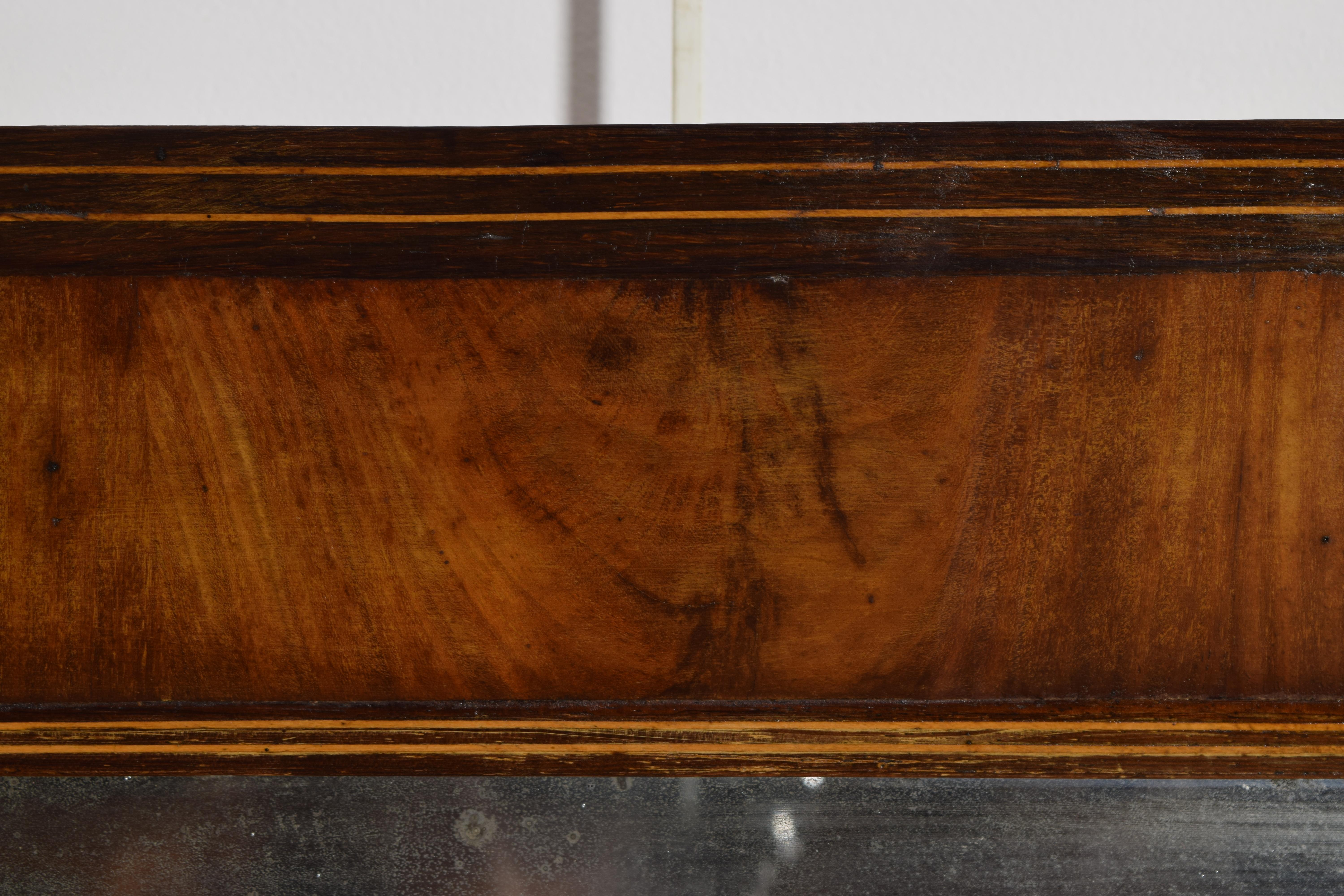 Mid-19th Century French Neoclassic Walnut and Line Inlaid Mirror, ca. 1835 For Sale