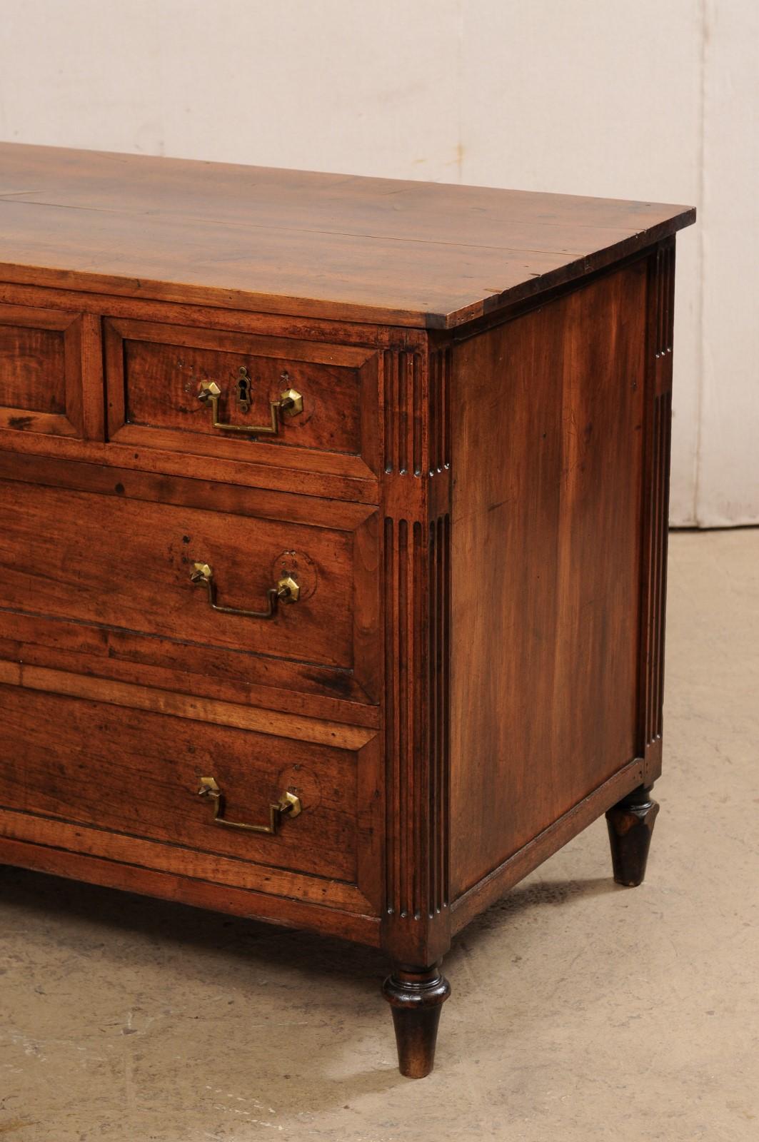 French Neoclassic Walnut Commode with Brass Hardware, Mid 19th C. 5