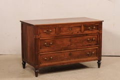 French Neoclassic Walnut Commode with Brass Hardware, Mid 19th C.