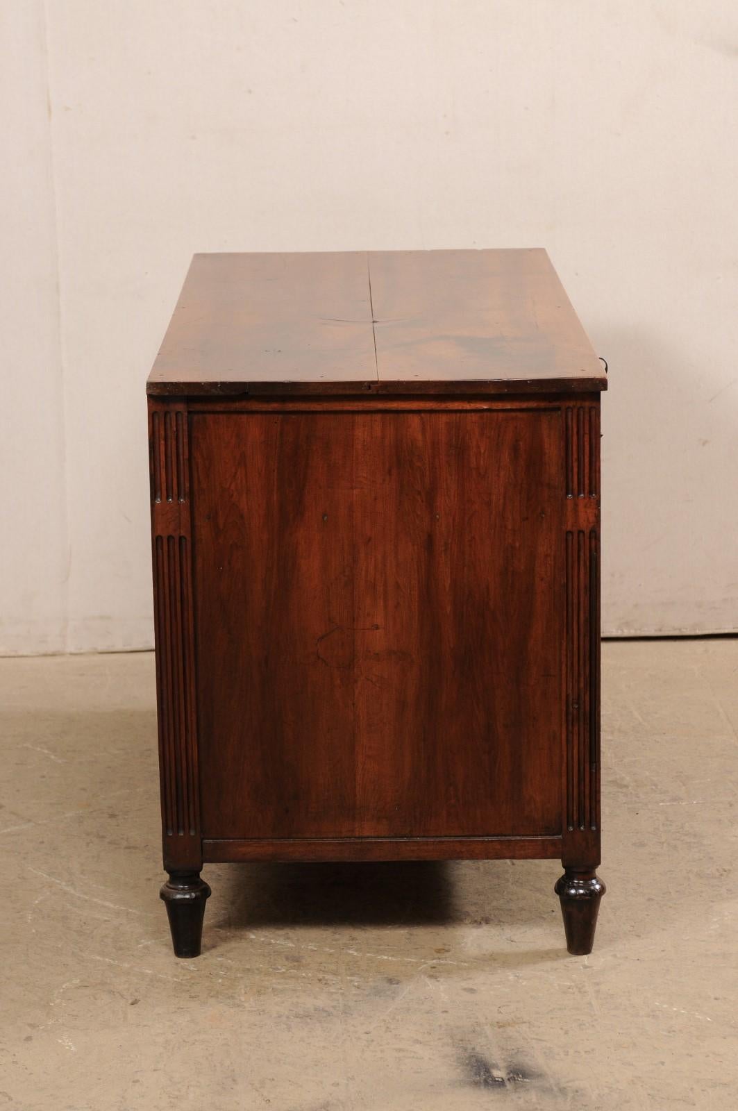 French Neoclassic Walnut Commode with Brass Hardware, Mid 19th C. 2