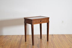 French Neoclassic, Walnut & Oak, Provinicial 1-Drawer Side Table, 2ndq 19th cen.