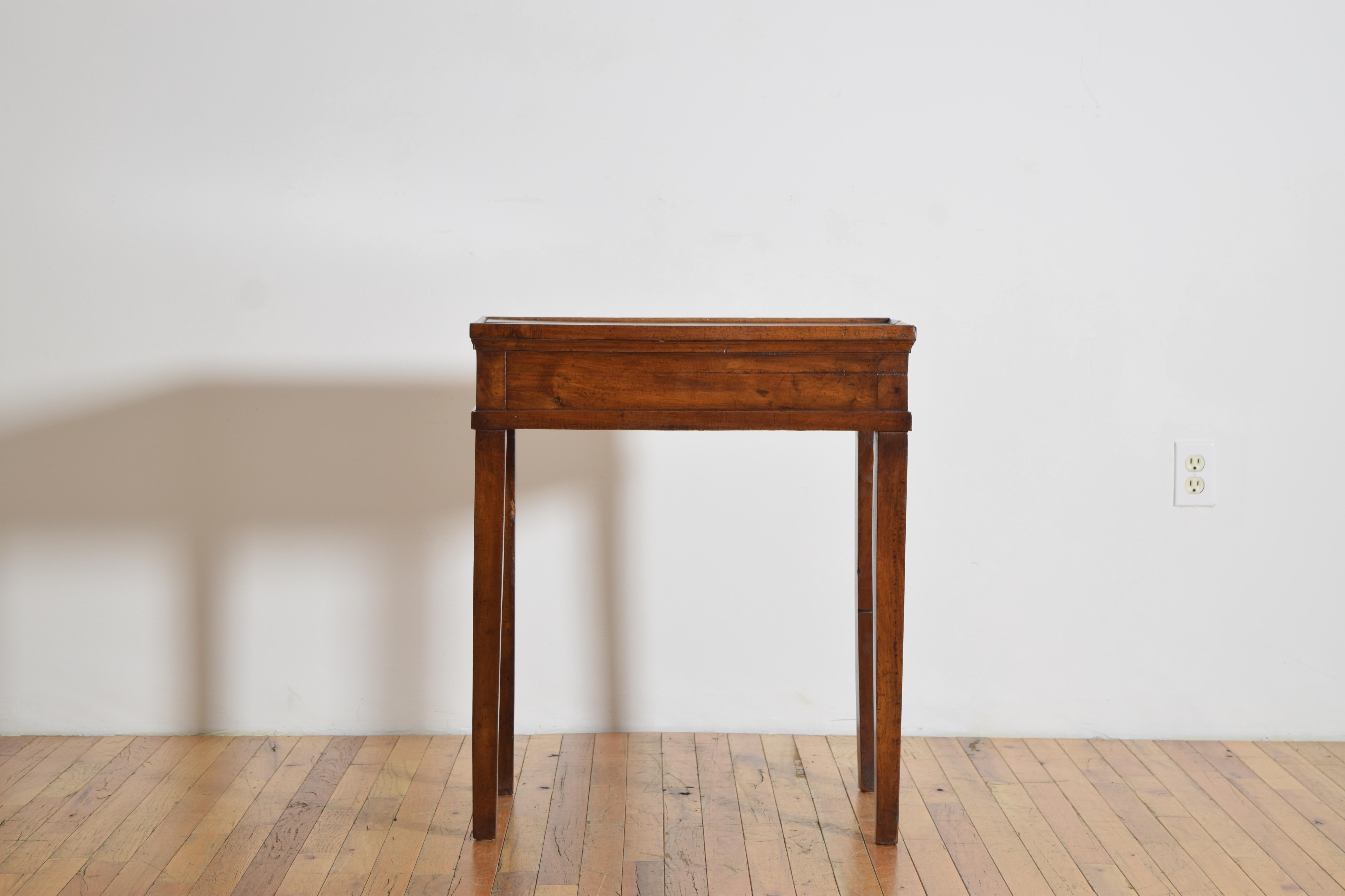 Mid-19th Century French Neoclassic, Walnut & Oak, Provinicial 1-Drawer Side Table, 2ndq 19th cen. For Sale