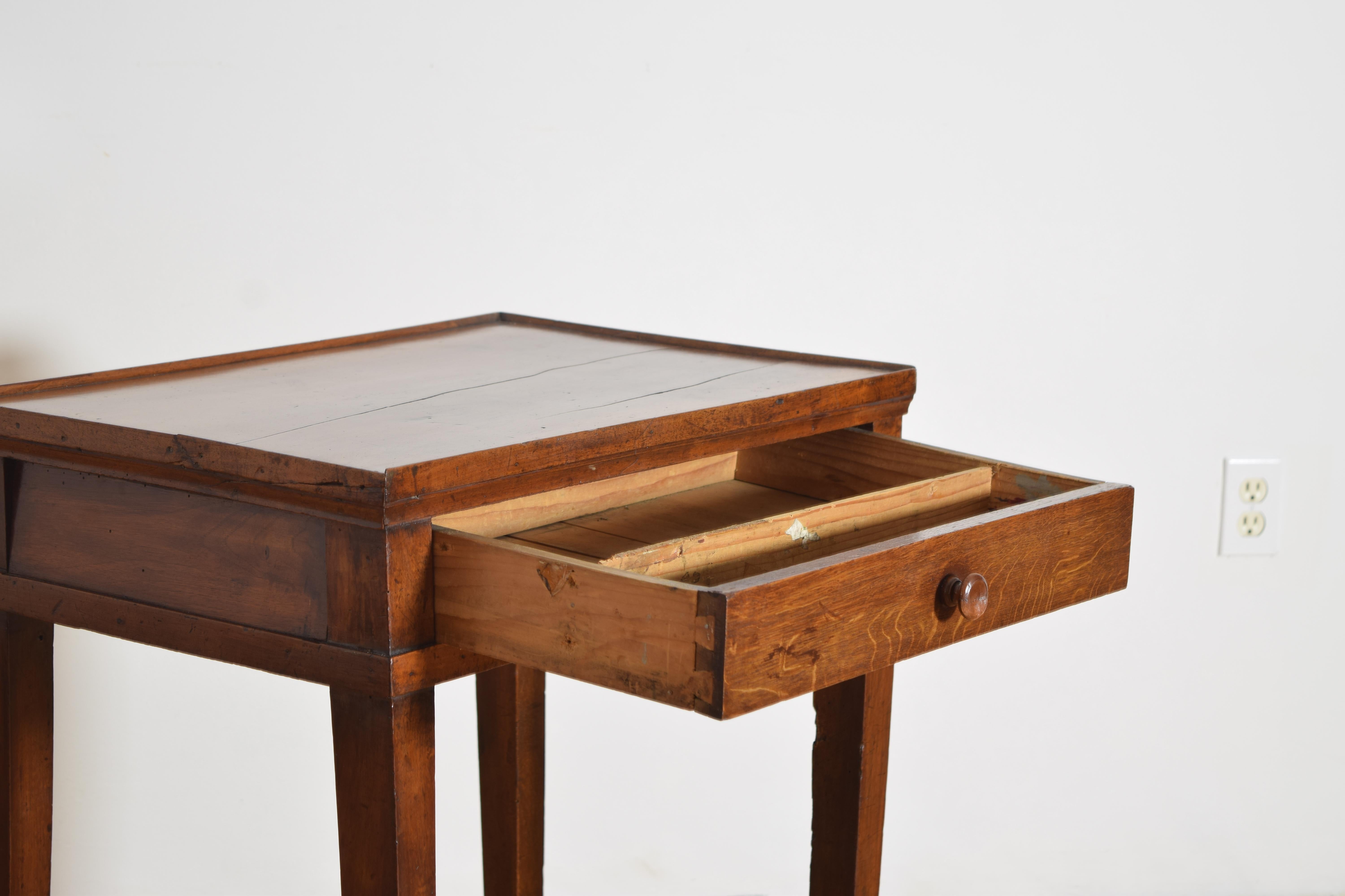 French Neoclassic, Walnut & Oak, Provinicial 1-Drawer Side Table, 2ndq 19th cen. For Sale 1