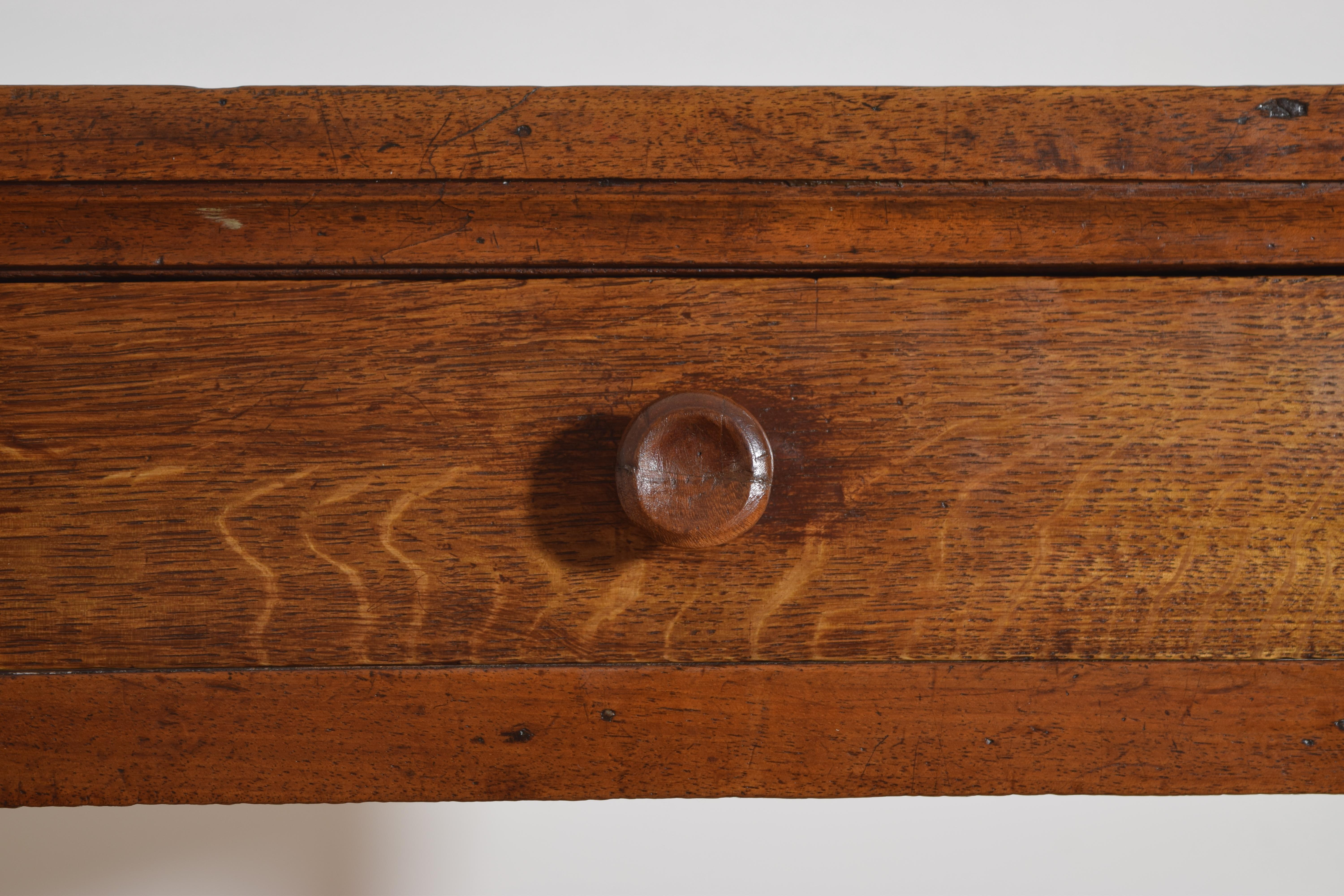 French Neoclassic, Walnut & Oak, Provinicial 1-Drawer Side Table, 2ndq 19th cen. For Sale 3