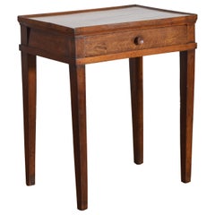 French Neoclassic, Walnut & Oak, Provinicial 1-Drawer Side Table, 2ndq 19th cen.