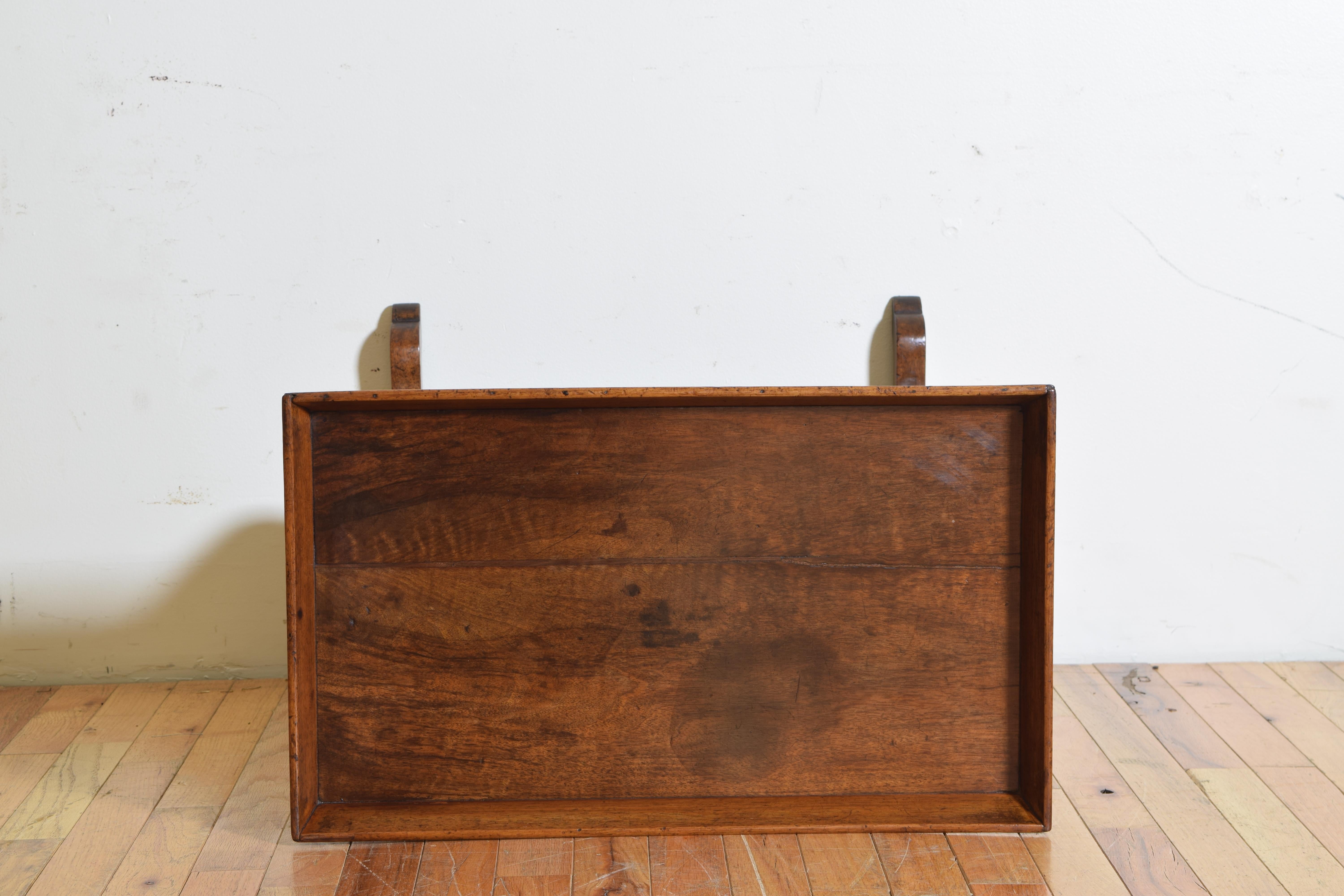 French Neoclassic Walnut Tray Top 1-Drawer Trestle Table 7