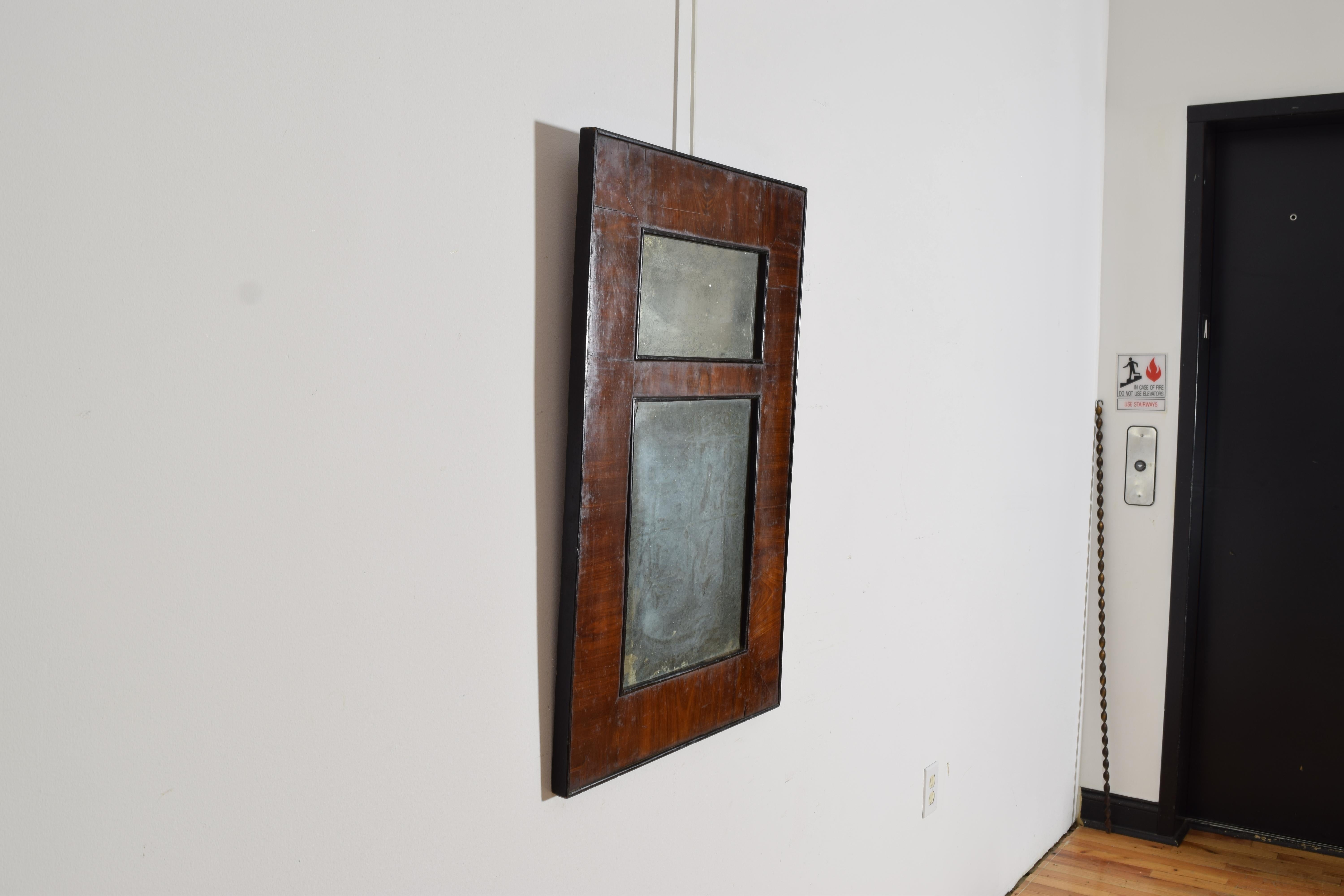 Neoclassical French Neoclassic Walnut Veneer and Ebonized Mirror, 1st quarter 19th century For Sale