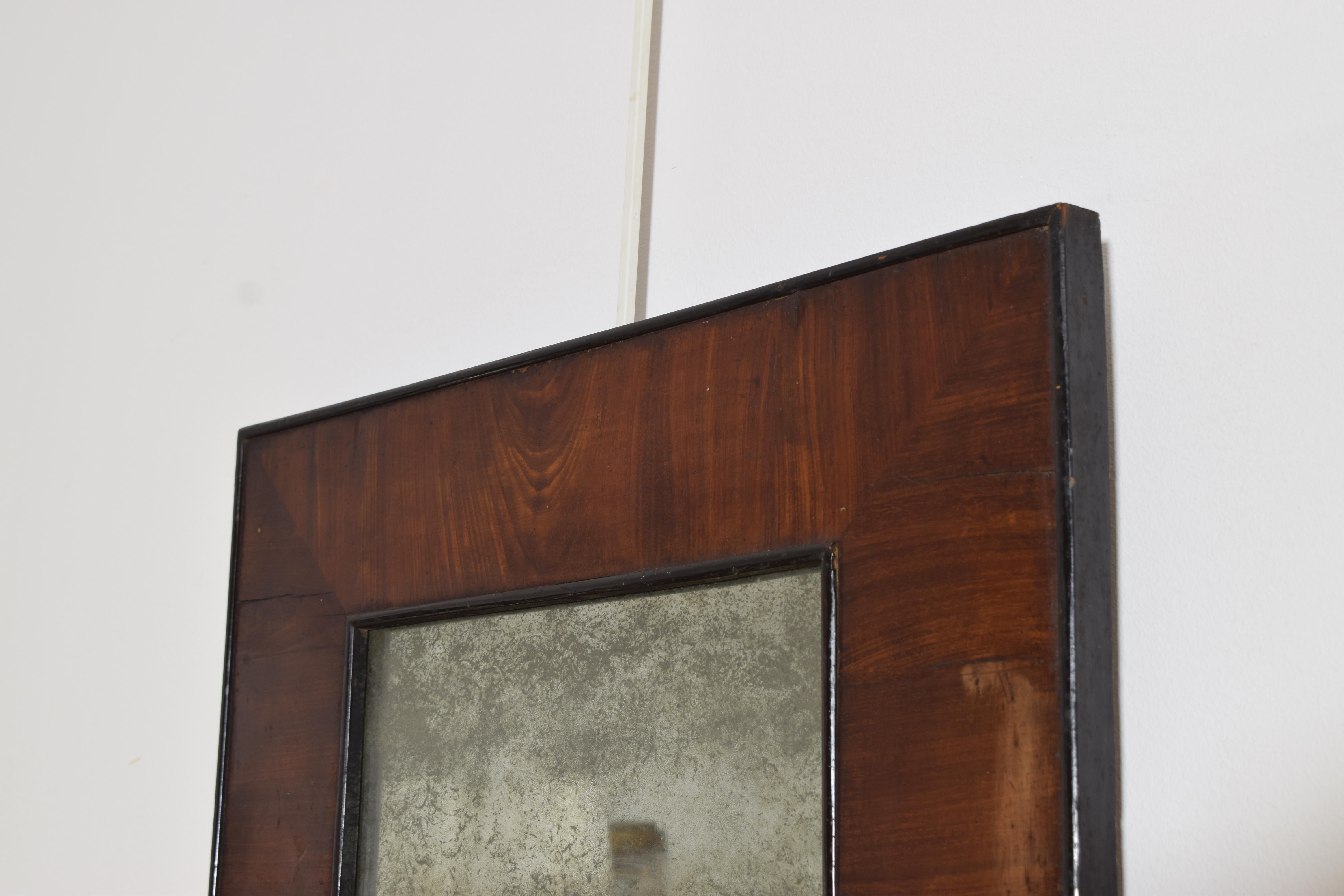 French Neoclassic Walnut Veneer and Ebonized Mirror, 1st quarter 19th century In Good Condition For Sale In Atlanta, GA