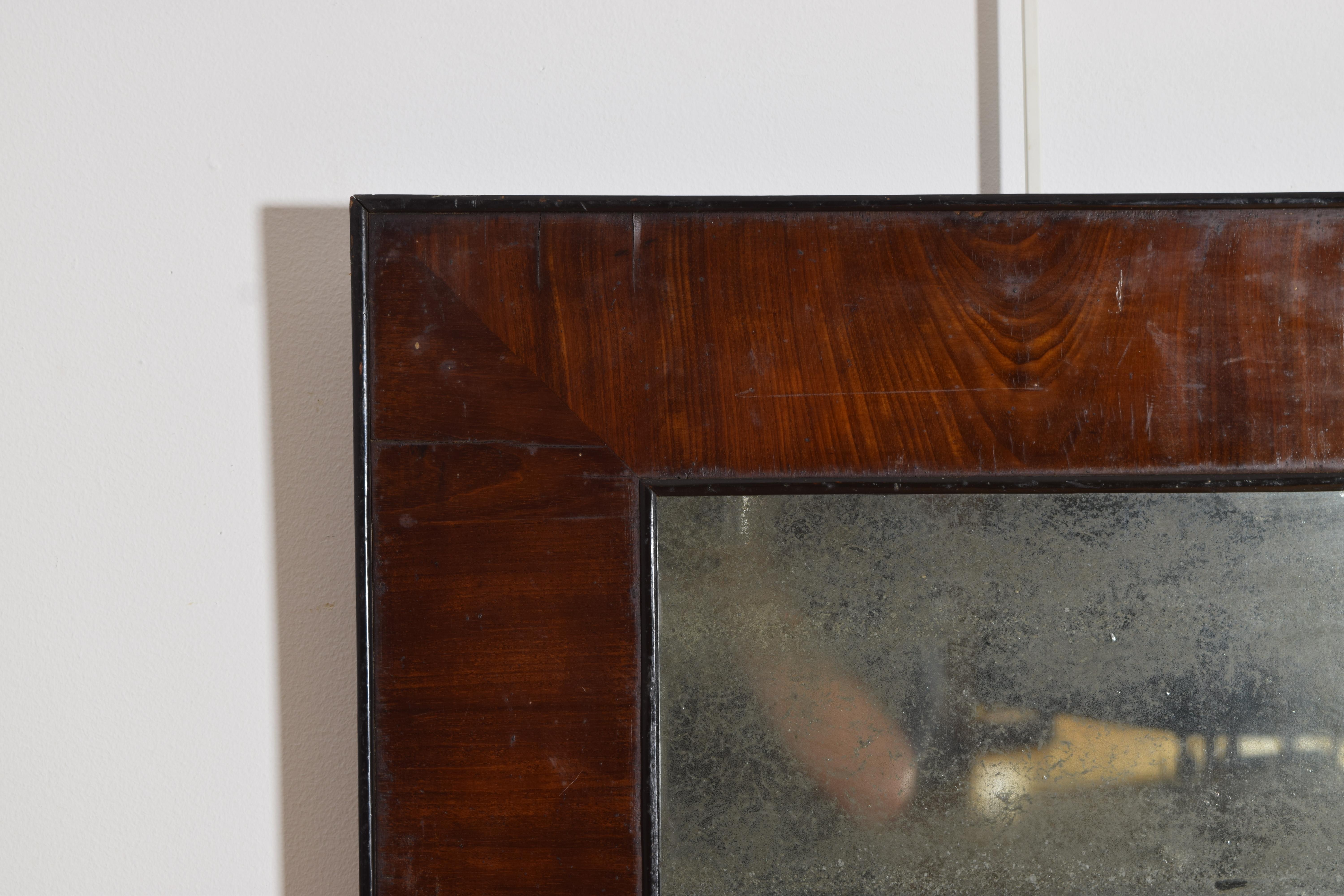 Early 19th Century French Neoclassic Walnut Veneer and Ebonized Mirror, 1st quarter 19th century For Sale