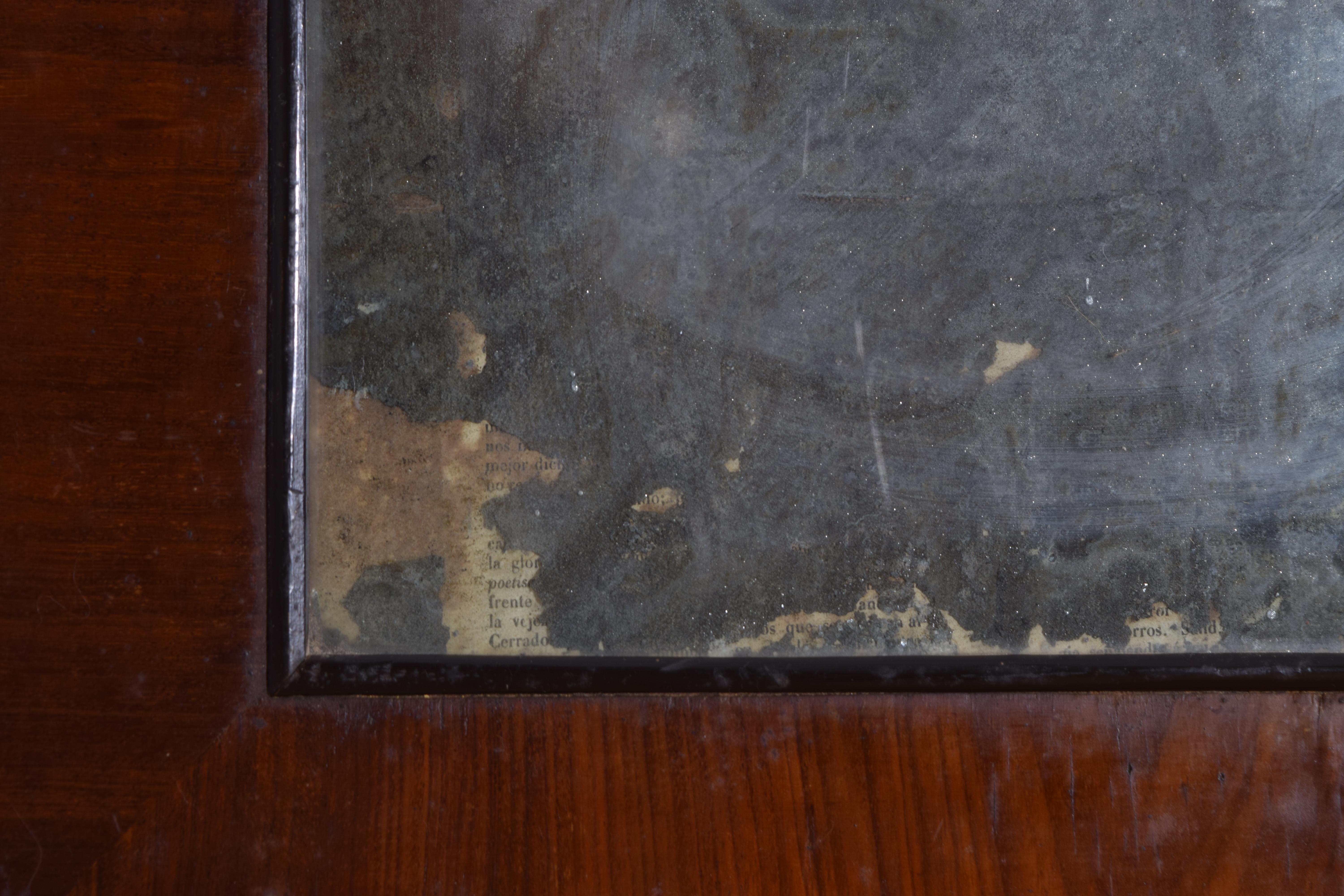 French Neoclassic Walnut Veneer and Ebonized Mirror, 1st quarter 19th century For Sale 2