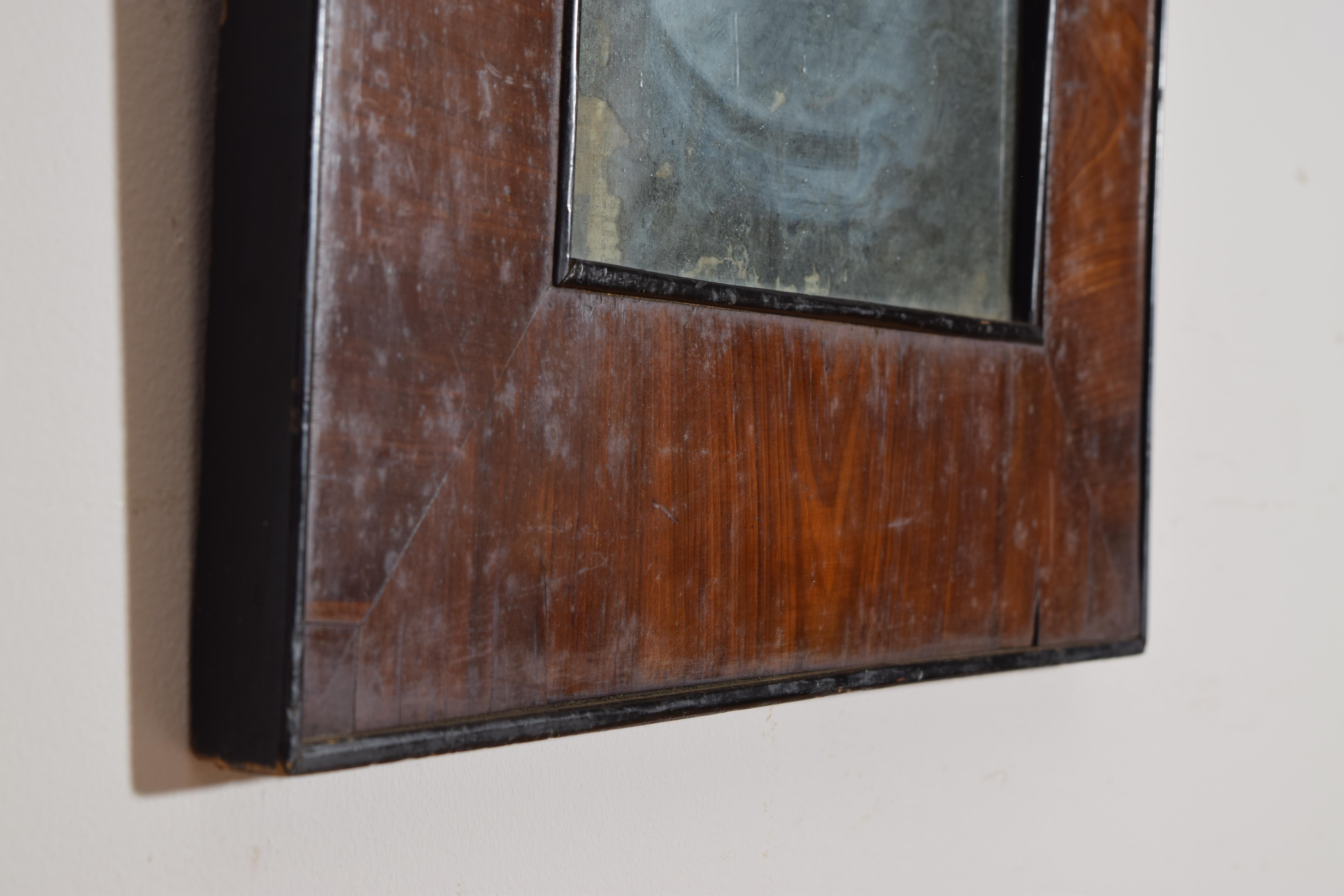 French Neoclassic Walnut Veneer and Ebonized Mirror, 1st quarter 19th century For Sale 3