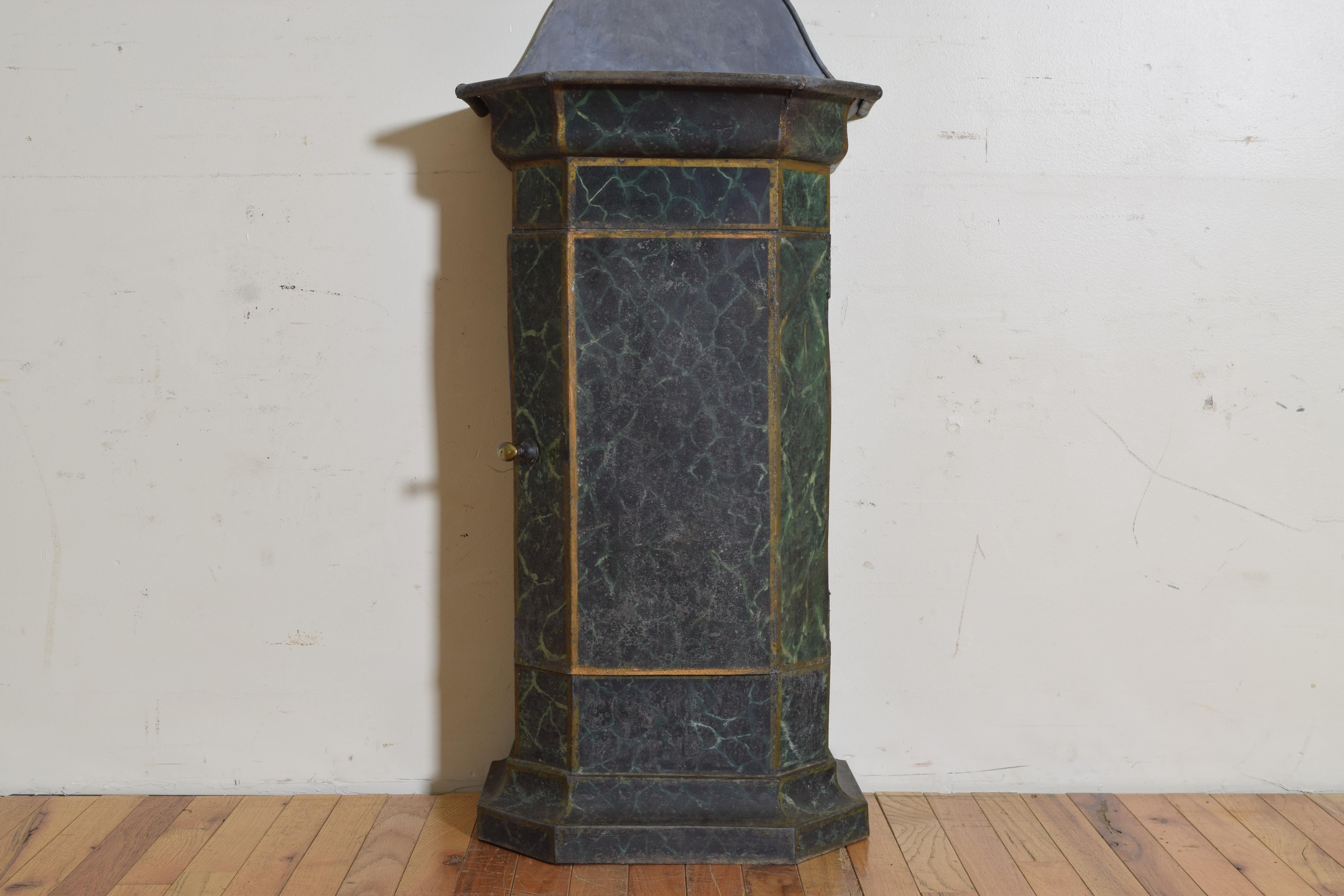 Late 19th Century French Neoclassic Zinc Faux Marble Painted Lavabo & Basin, 3rd Quarter 19th Cen