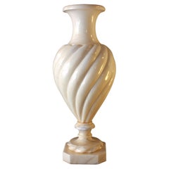 French Neoclassical Alabaster Urn Lamp with Twisted Design, 1940s