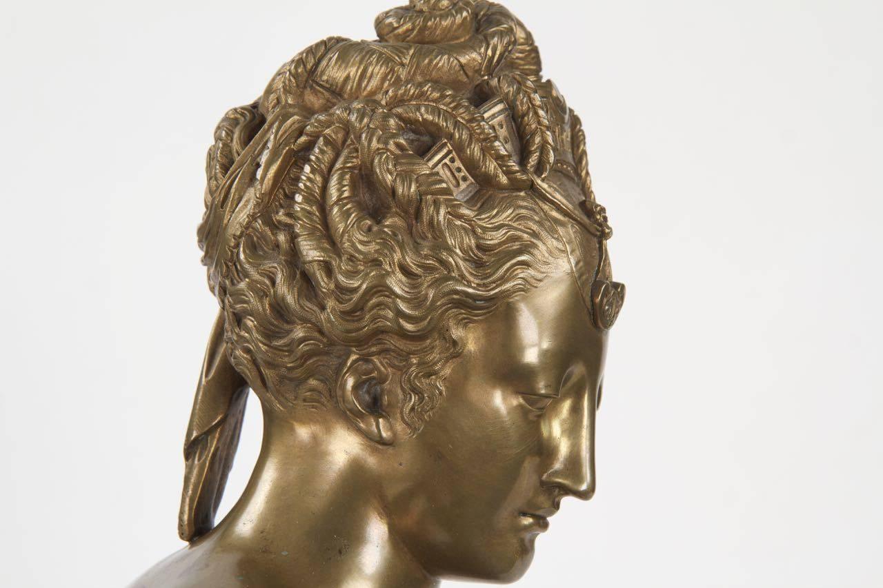 French Neoclassical Antique Bronze Bust of Diane De Poitiers, 19th Century 4