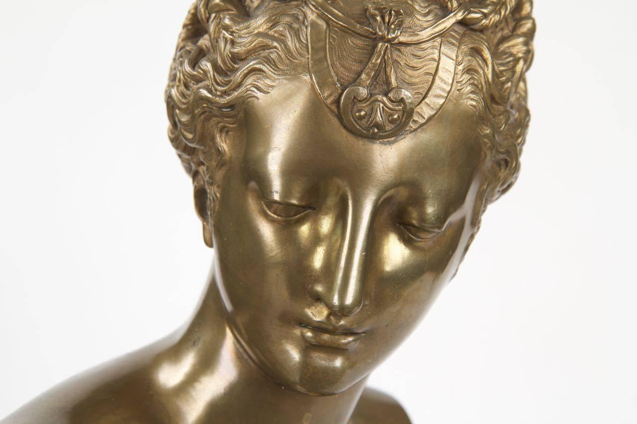 French Neoclassical Antique Bronze Bust of Diane De Poitiers, 19th Century 3