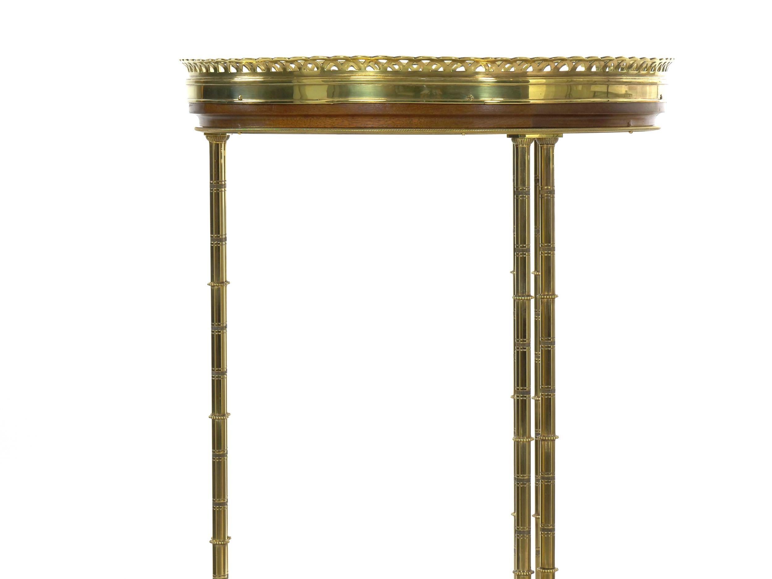French Neoclassical Antique Round Accent Side Table in Maison Jansen Style 4