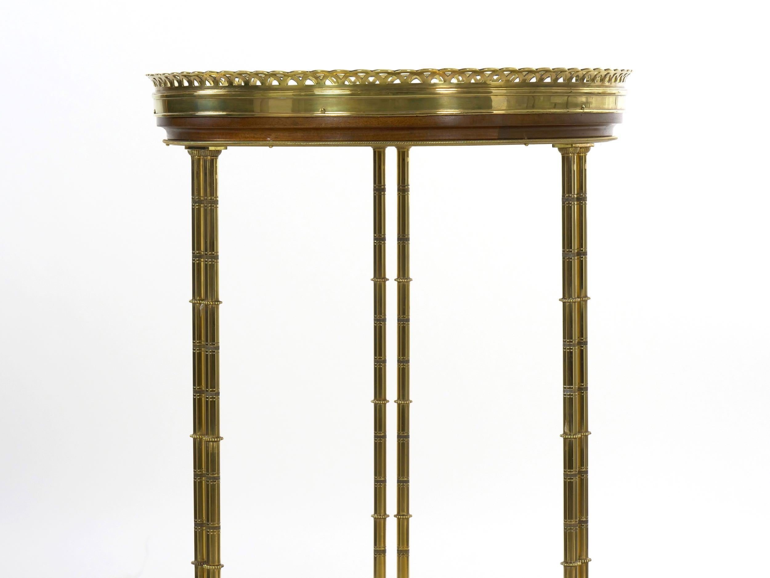 French Neoclassical Antique Round Accent Side Table in Maison Jansen Style 6
