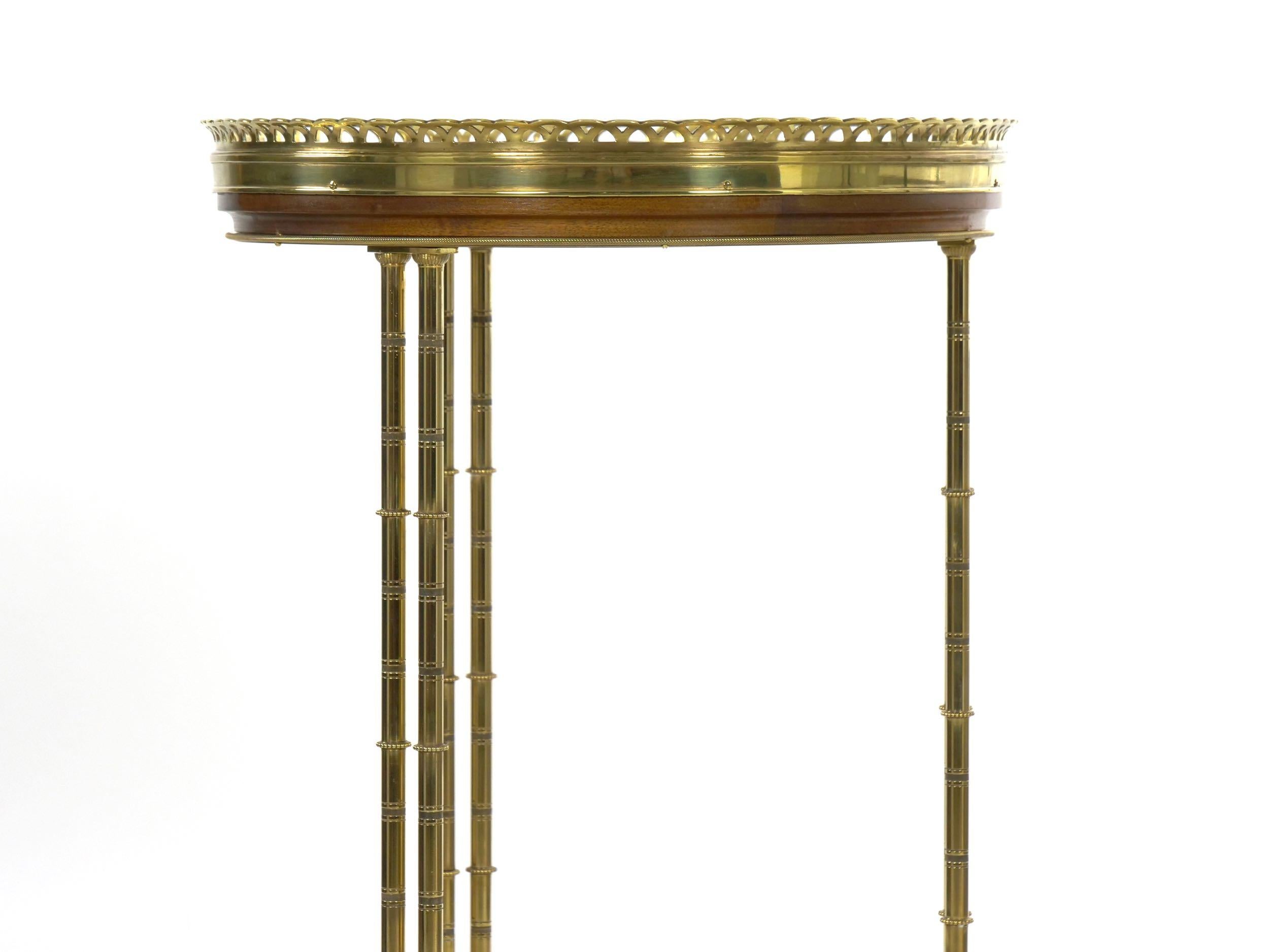 French Neoclassical Antique Round Accent Side Table in Maison Jansen Style 10