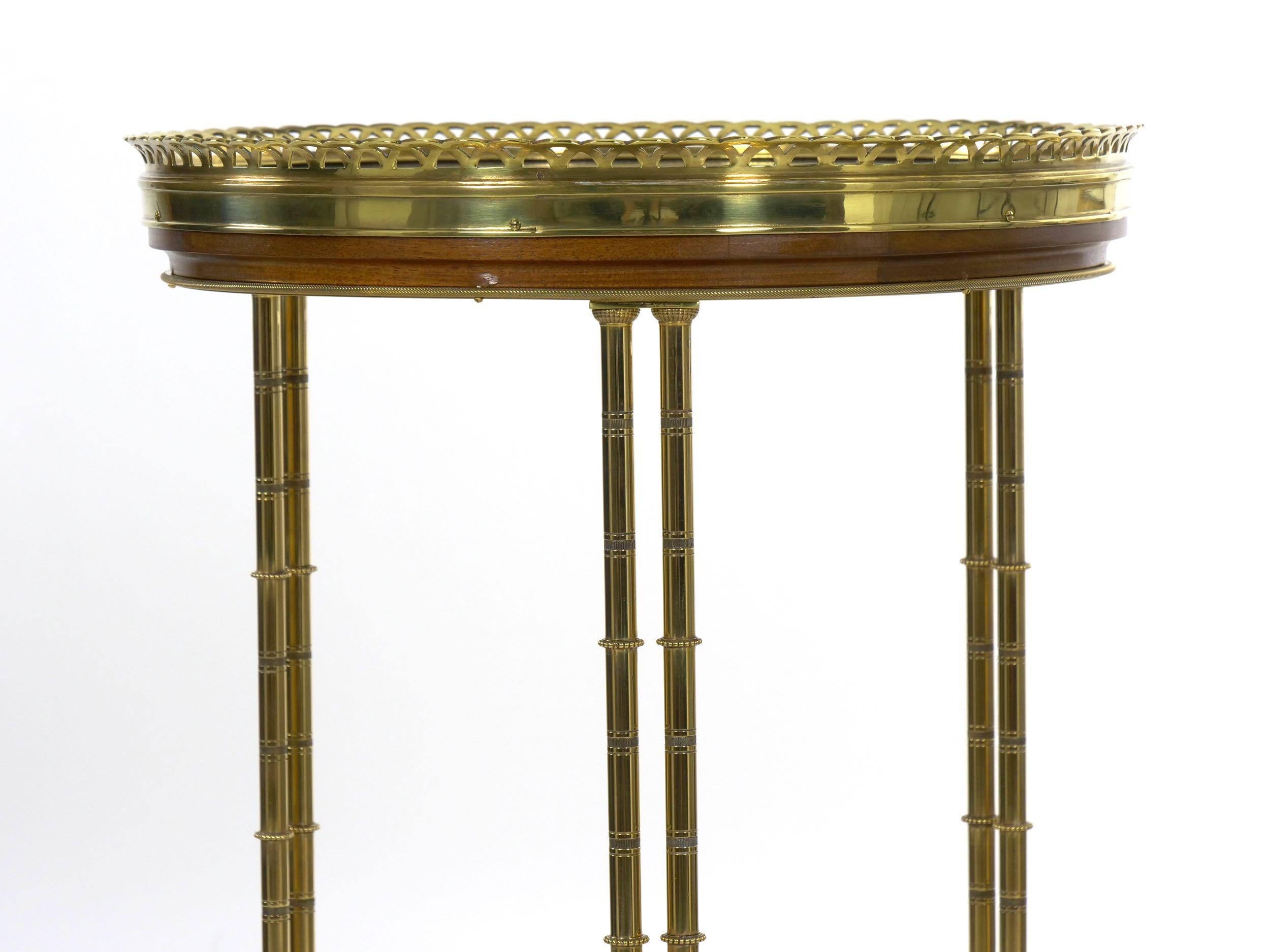 French Neoclassical Antique Round Accent Side Table in Maison Jansen Style 1
