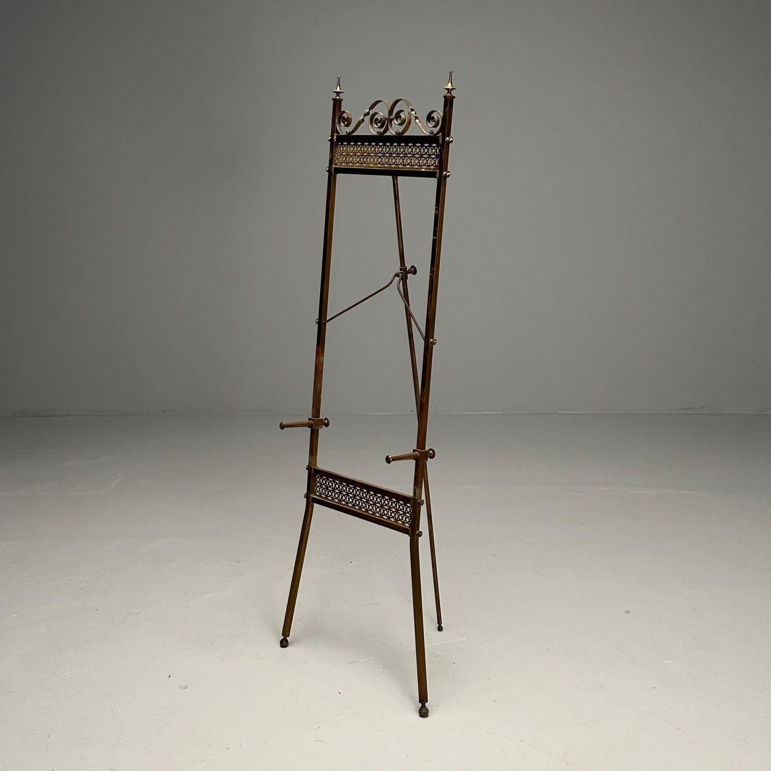 French Neoclassical, Antique Standing Easel, Bronze, France, 1940s In Good Condition For Sale In Stamford, CT