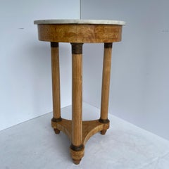 French Neoclassical Baker White Marble Top Empire Table with Bronze Hardware