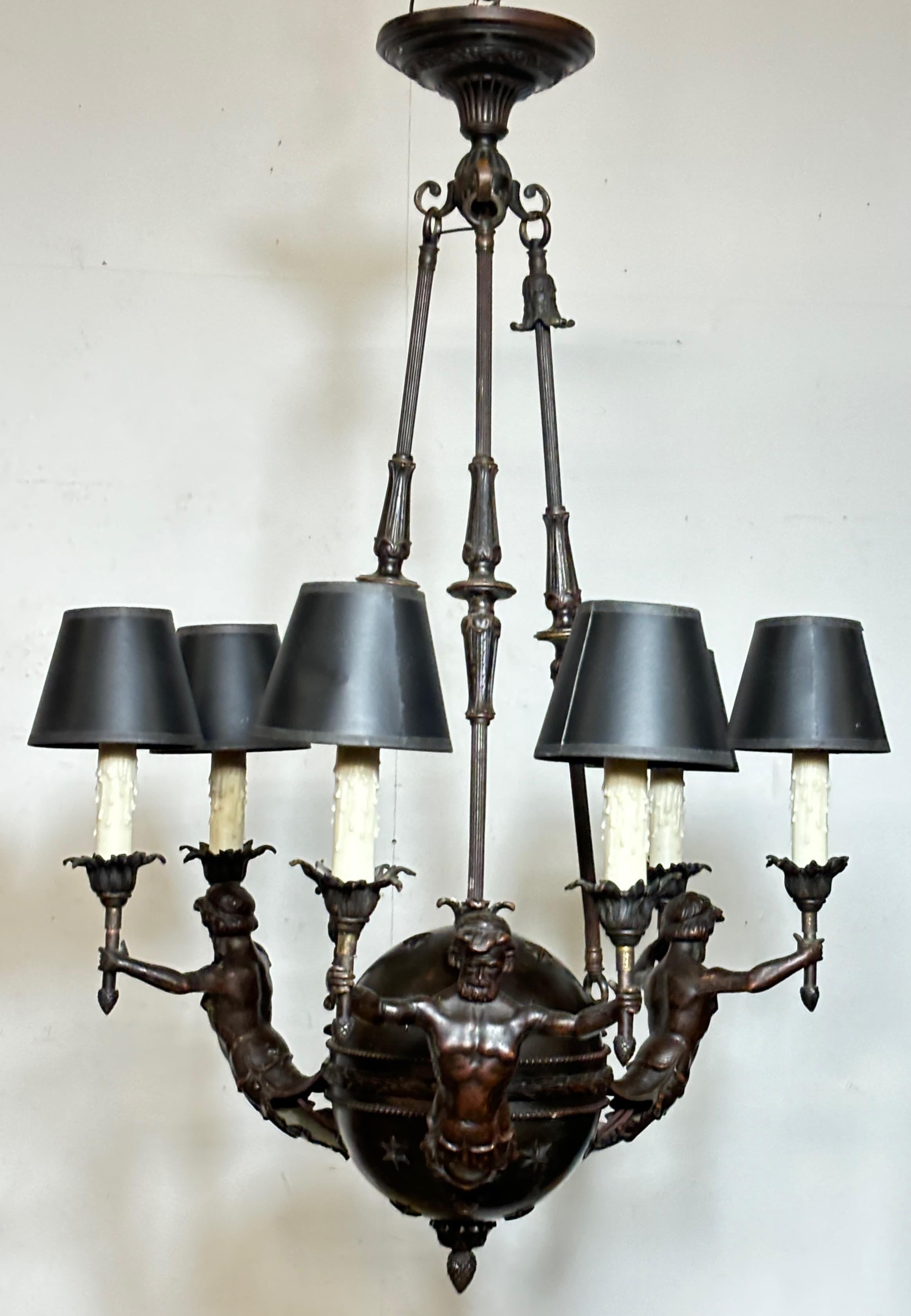 Apparecchio a sospensione in bronzo in stile neoclassico francese / Beaux Arts in vendita 1