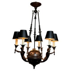 Französische Hängelampe im neoklassischen / Beaux Arts Stil aus Bronze
