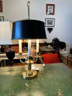 French Neoclassical Bouillotte Lamp With Tole Shade, Three Arm.